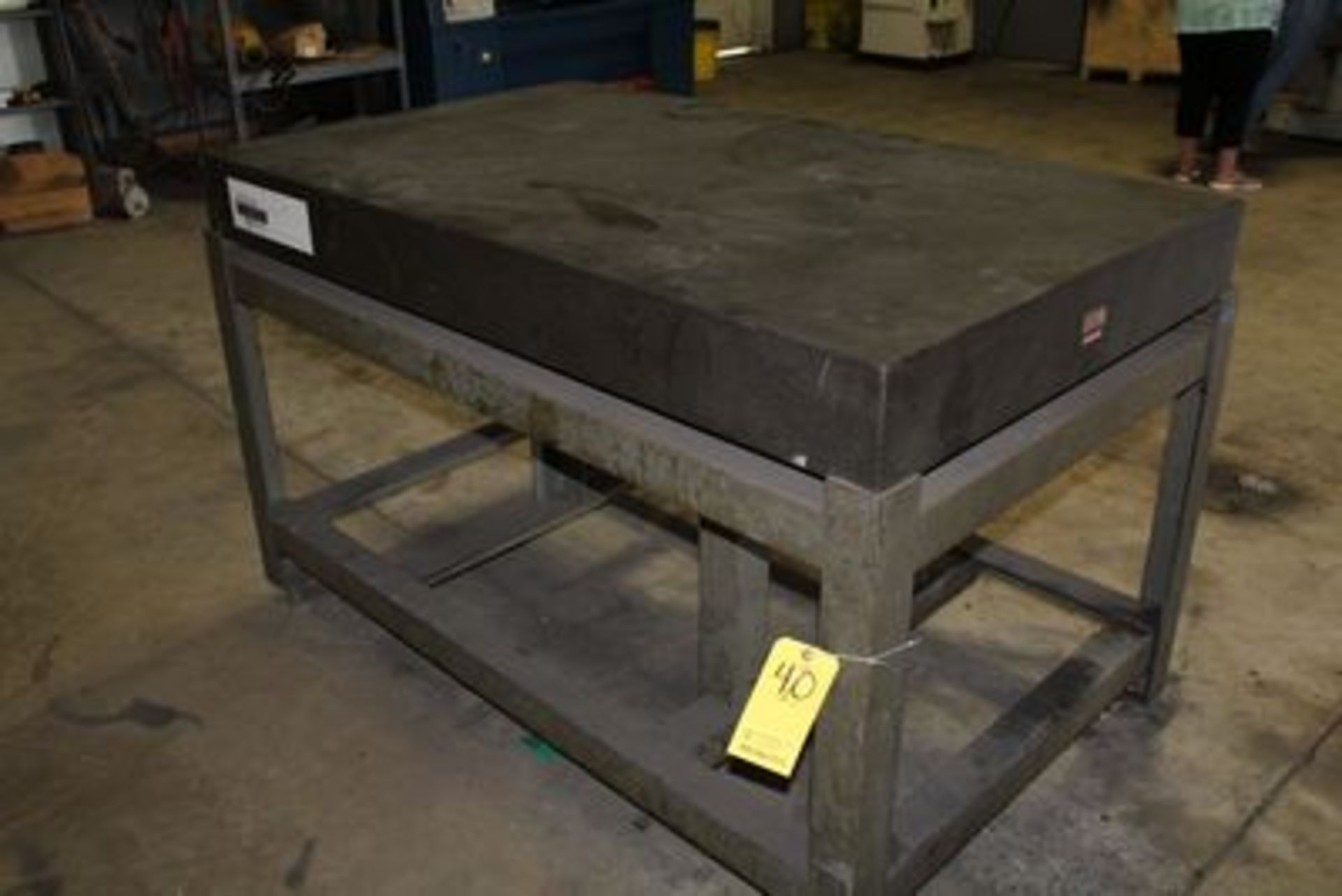 GREY GRANITE SURFACE TABLE, 3' X 5' X 6", W/ STANDS (LOCATION 1: 1308 LE GILLILAND DR, TEXARKANA, AR