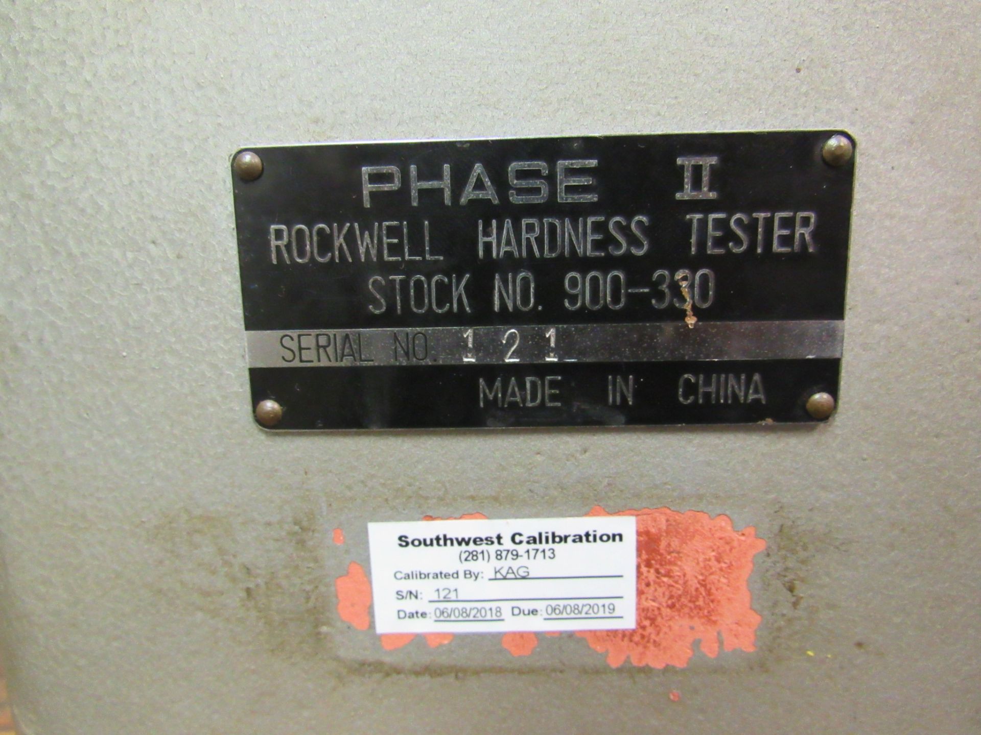 PHASE II ROCKWELL HARDNESS TESTER STOCK # 900-330 S/N 121 - Image 3 of 3