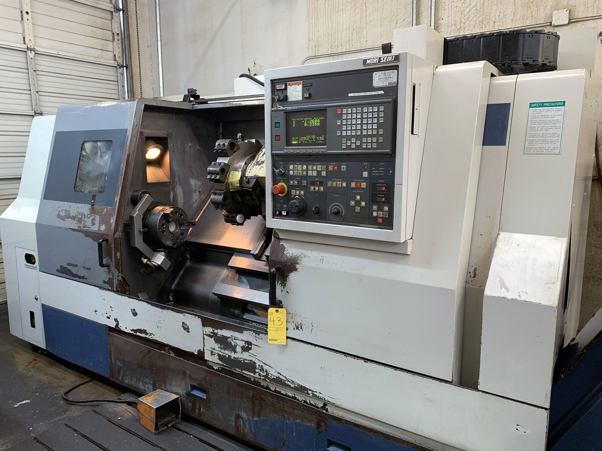 Mori Seiki SL-25B CNC Lathe, new 1995, 20” swing, 40” centers, 10” hyd. 3-jaw chuck, 12 pos. tool