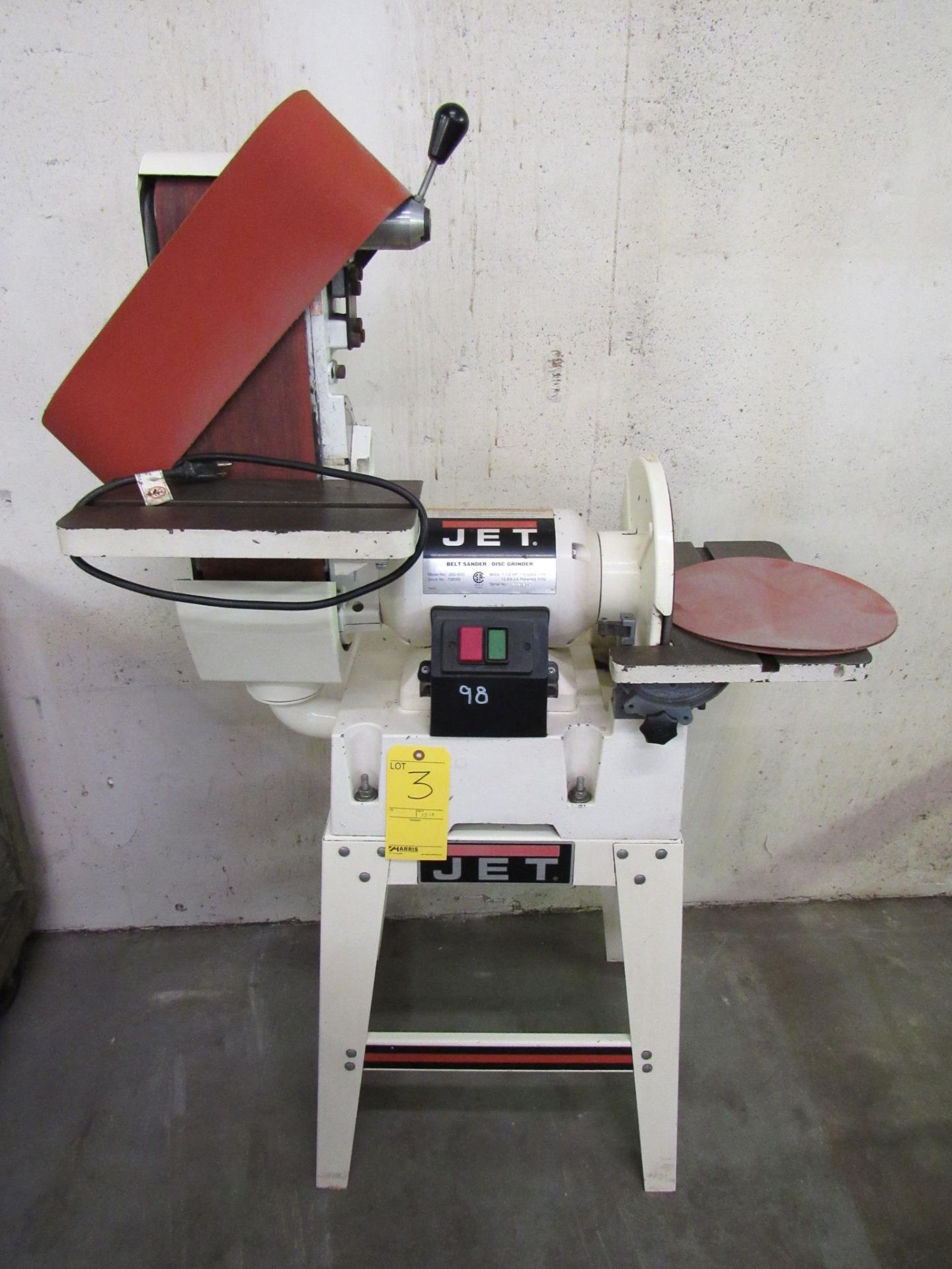 Jet Model JSG-6DC Belt Sander / Disc Grinder, S/N 07078727