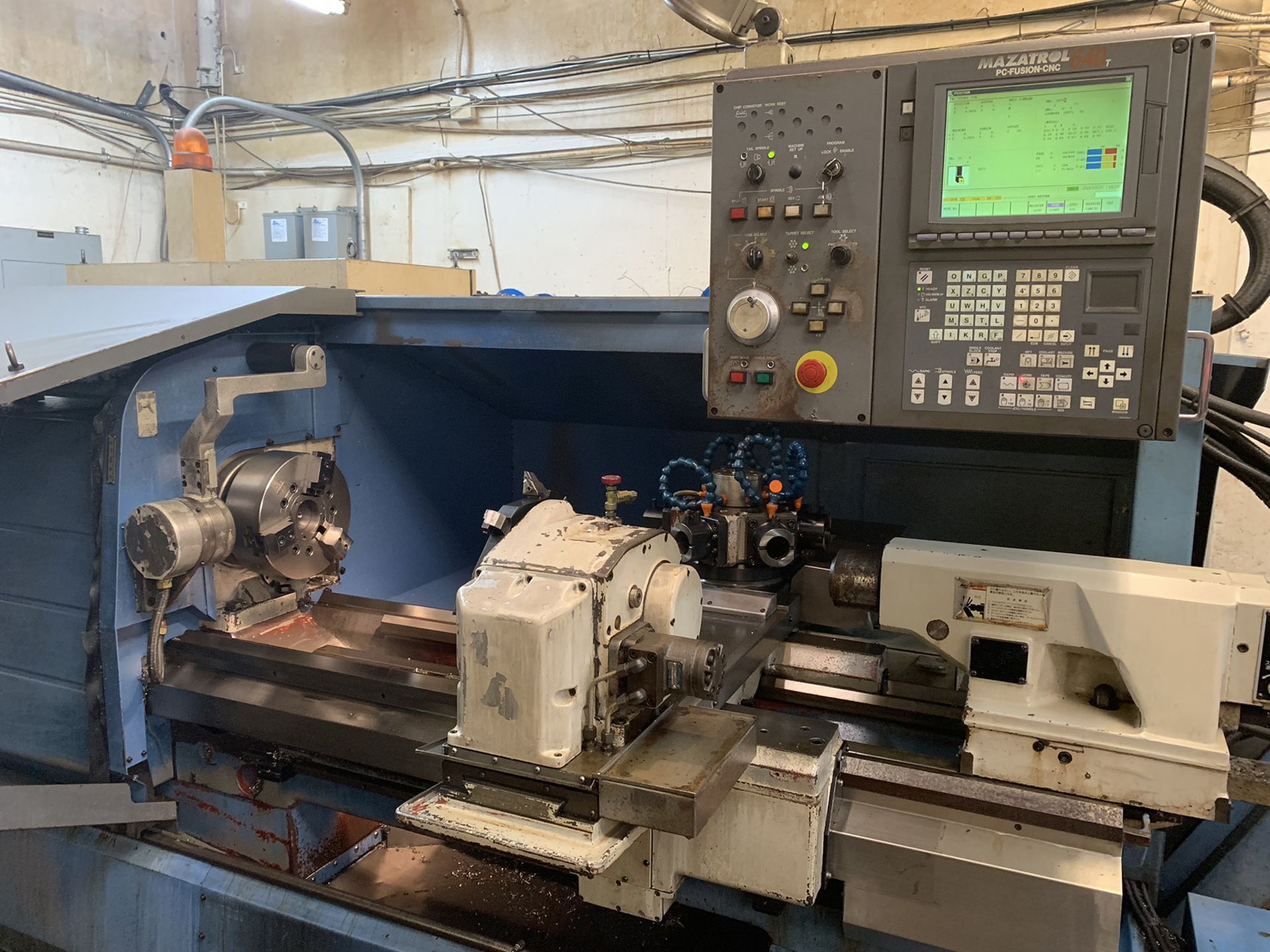 Mazak M4 CNC Lathe, new 1999, 22” swing over bed, 11” over cross slide, 48” centers, 12” hyd. 3- - Image 3 of 20