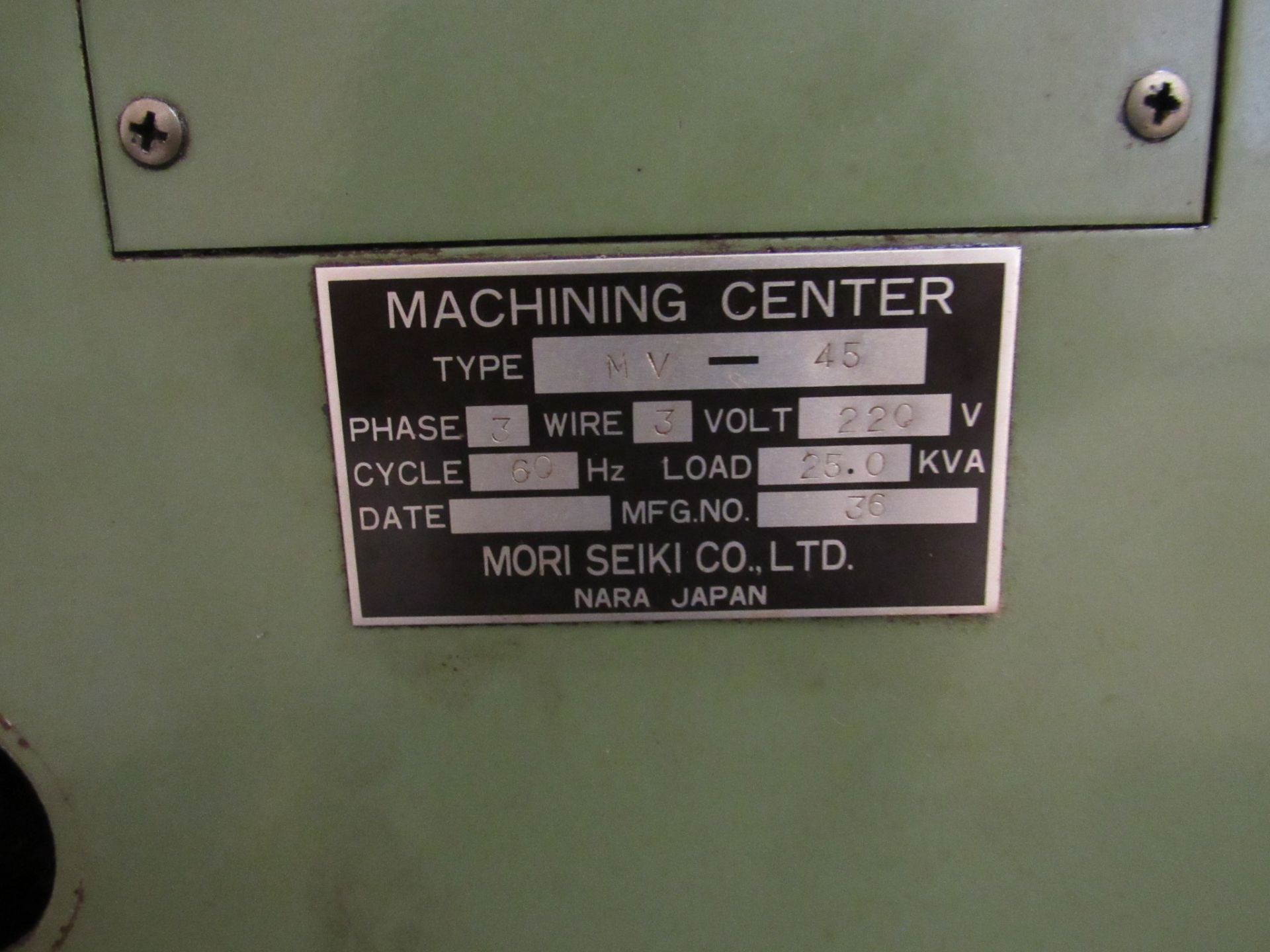 Mori Seiki MV-45/45 CNC Vertical Machining Center, new 1982, 30” X trvl, 19.5” Y trvl, 24” Z trvl, - Image 13 of 13