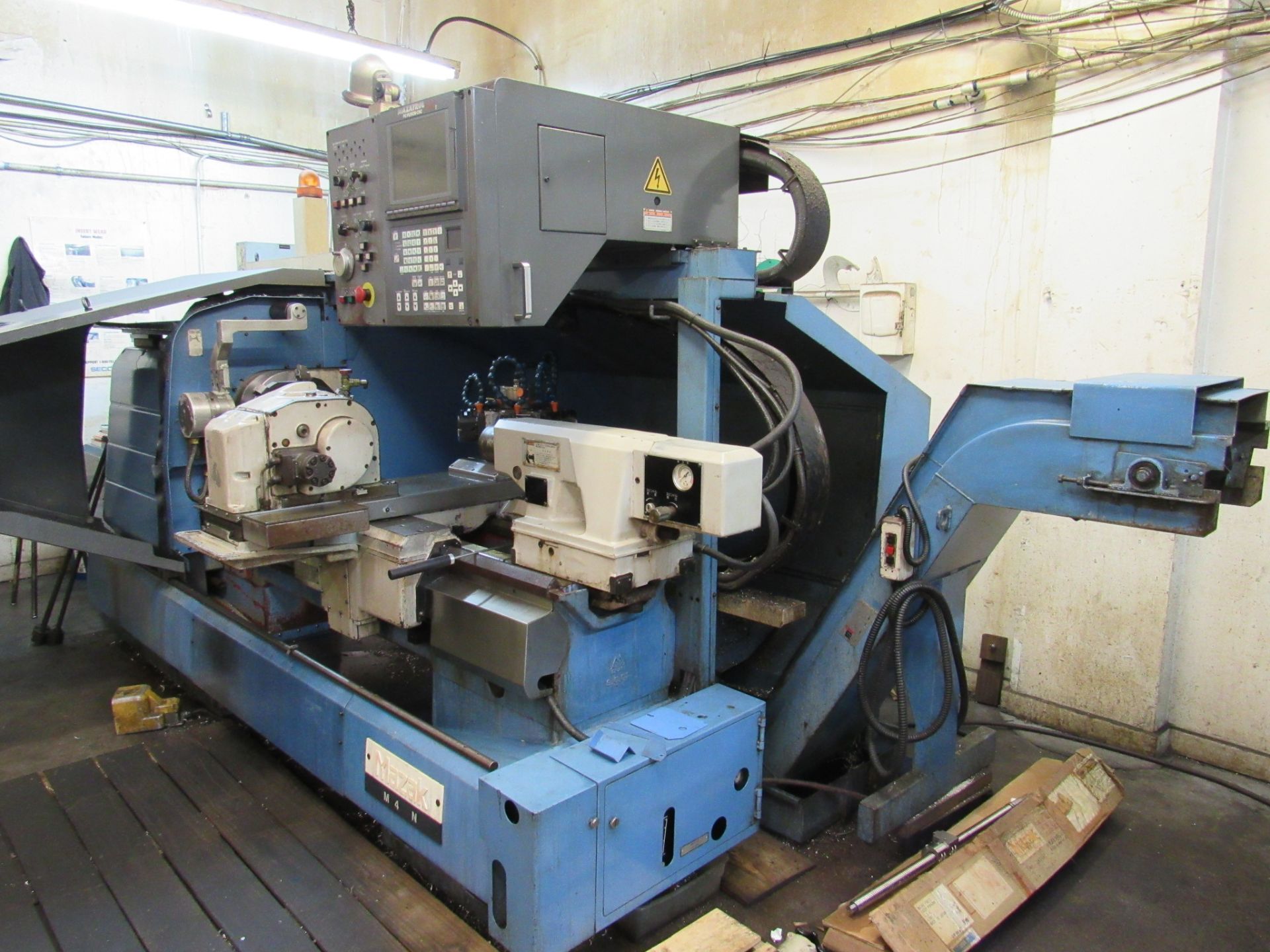 Mazak M4 CNC Lathe, new 1999, 22” swing over bed, 11” over cross slide, 48” centers, 12” hyd. 3- - Image 5 of 20