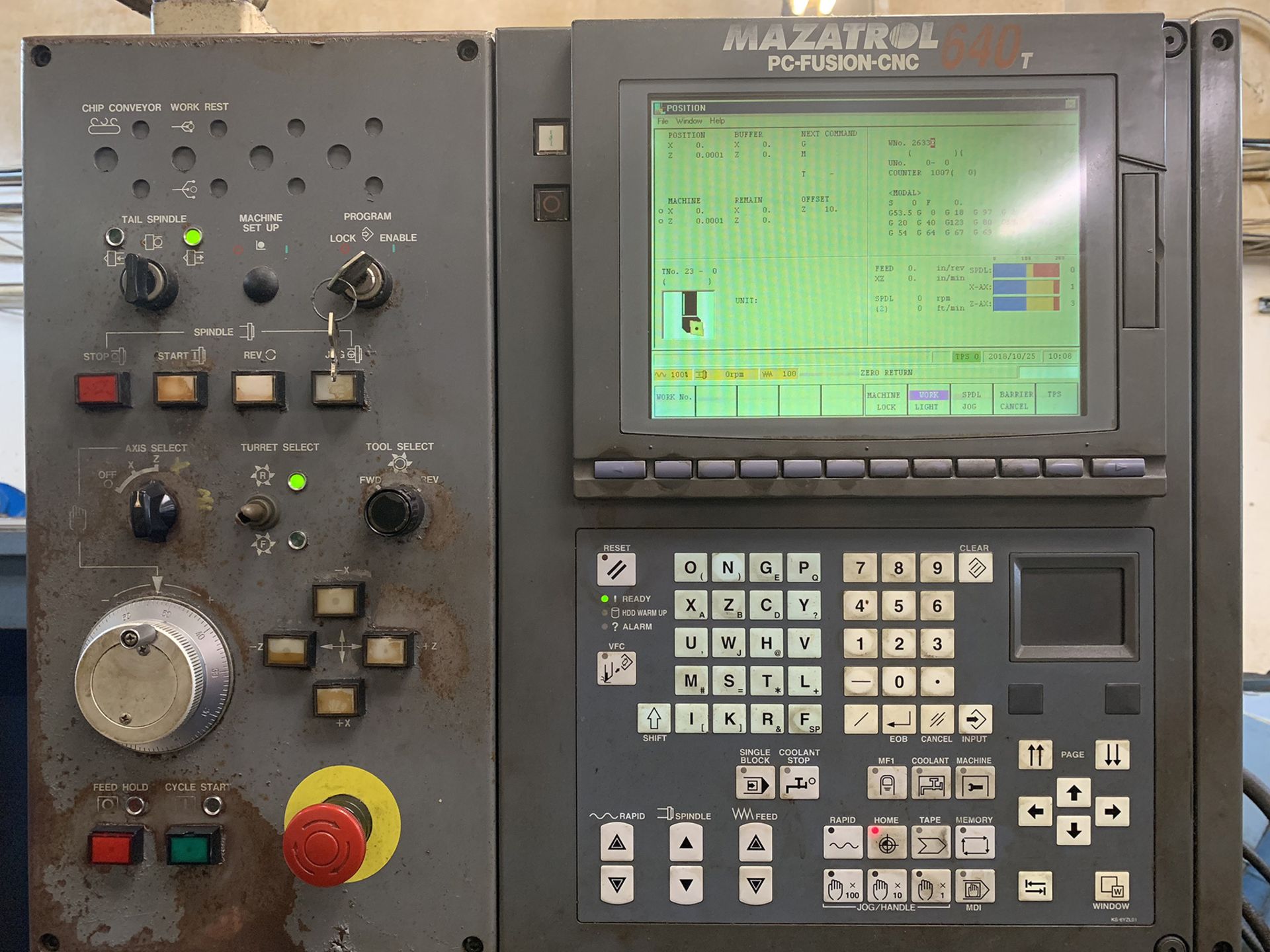 Mazak M4 CNC Lathe, new 1999, 22” swing over bed, 11” over cross slide, 48” centers, 12” hyd. 3- - Image 4 of 20