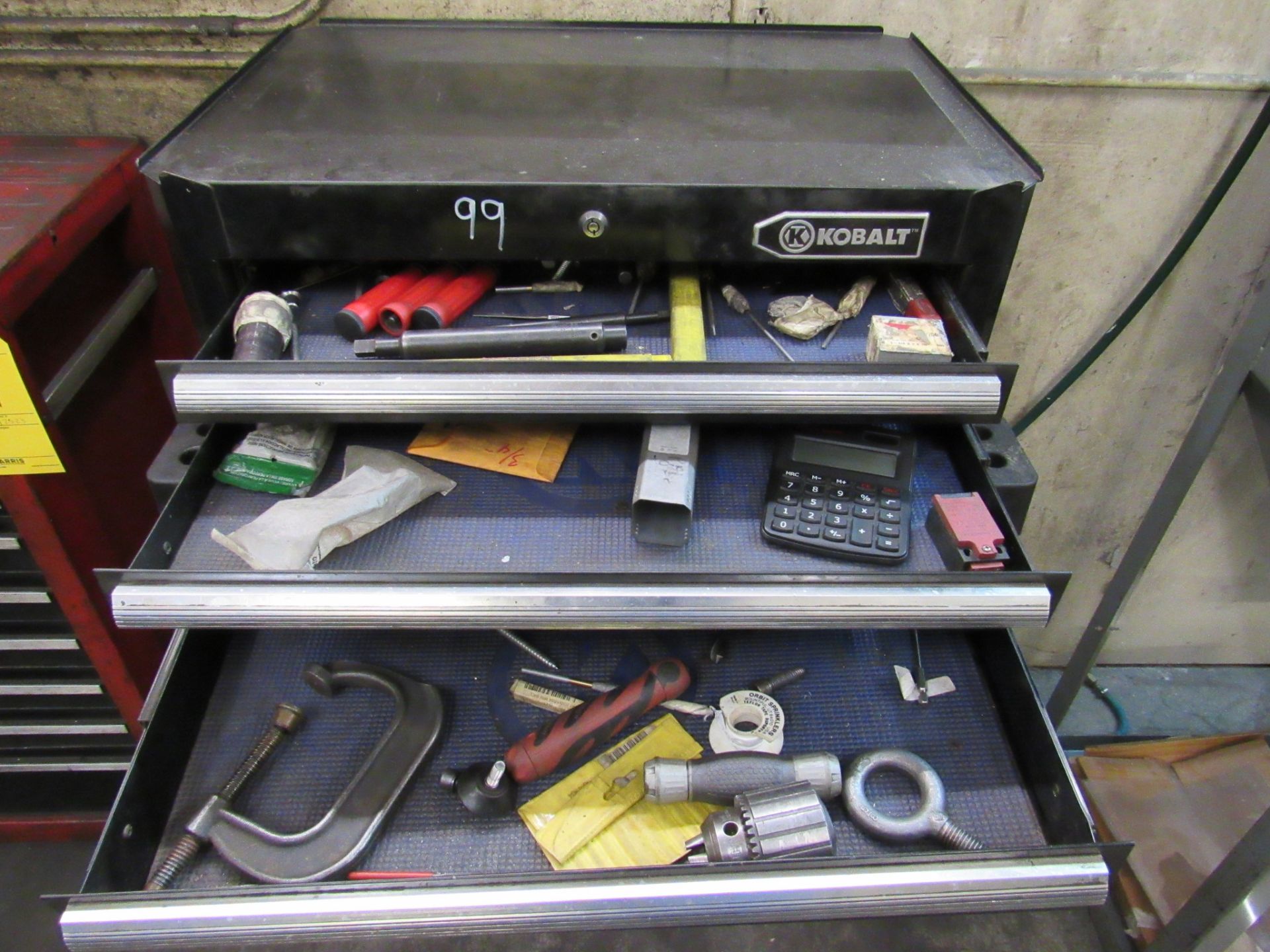 Kobalt 6 drawer tool chest on heavy duty casters with 3 drawer cabinet on top, inc. contents - Image 2 of 4