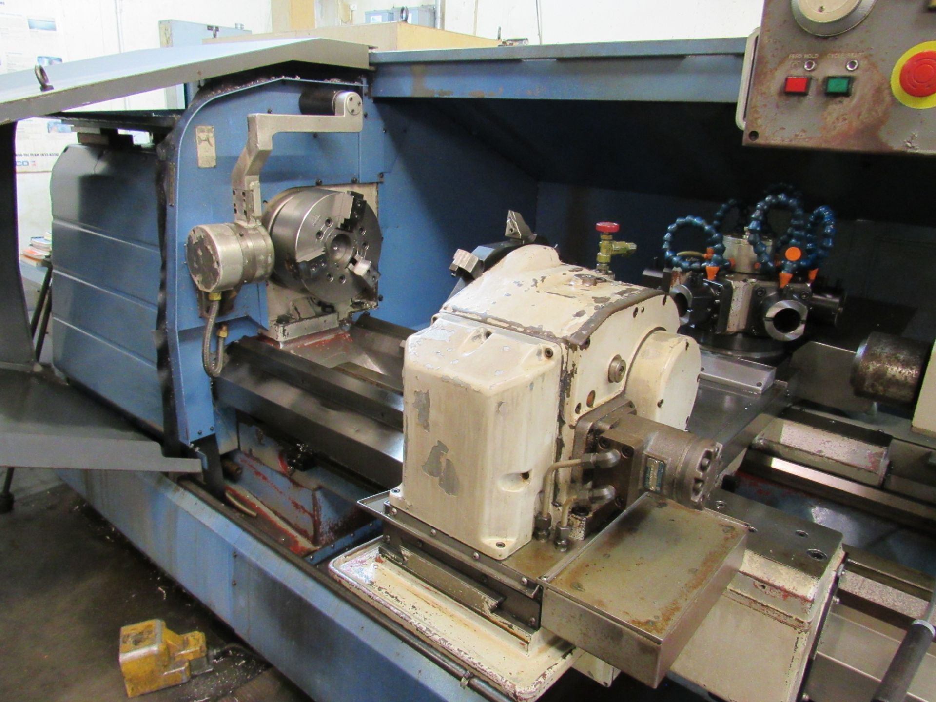 Mazak M4 CNC Lathe, new 1999, 22” swing over bed, 11” over cross slide, 48” centers, 12” hyd. 3- - Image 7 of 20