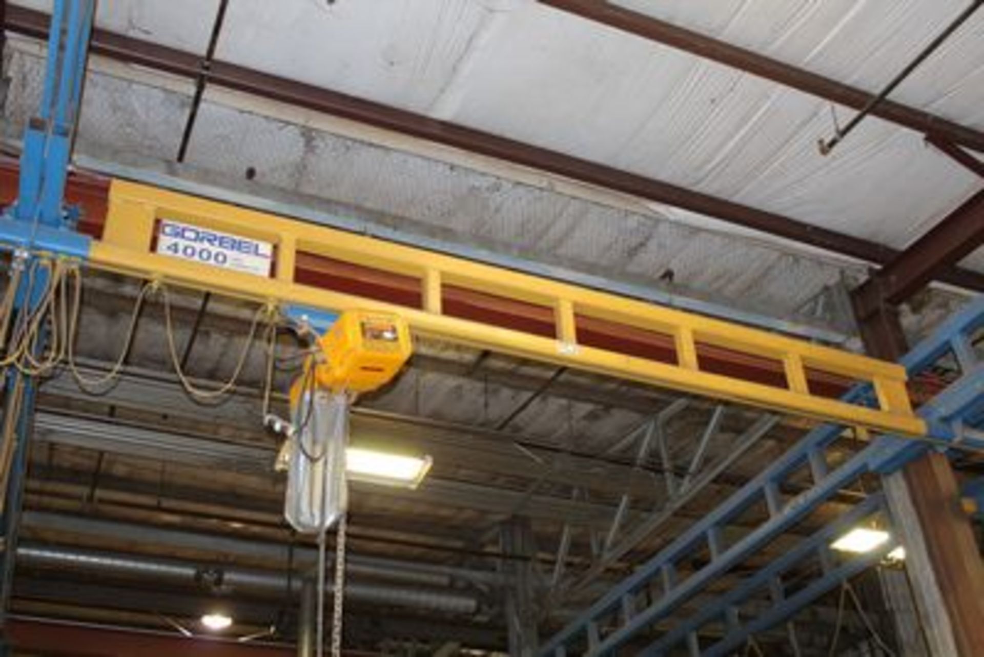 BRIDGECRANE, GORBAL SYSTEM SUSPENDED BRIDGE CRANE SYSTEM 4,000 LB CAP W/ HARIRNGTON 2 TON HOIST,