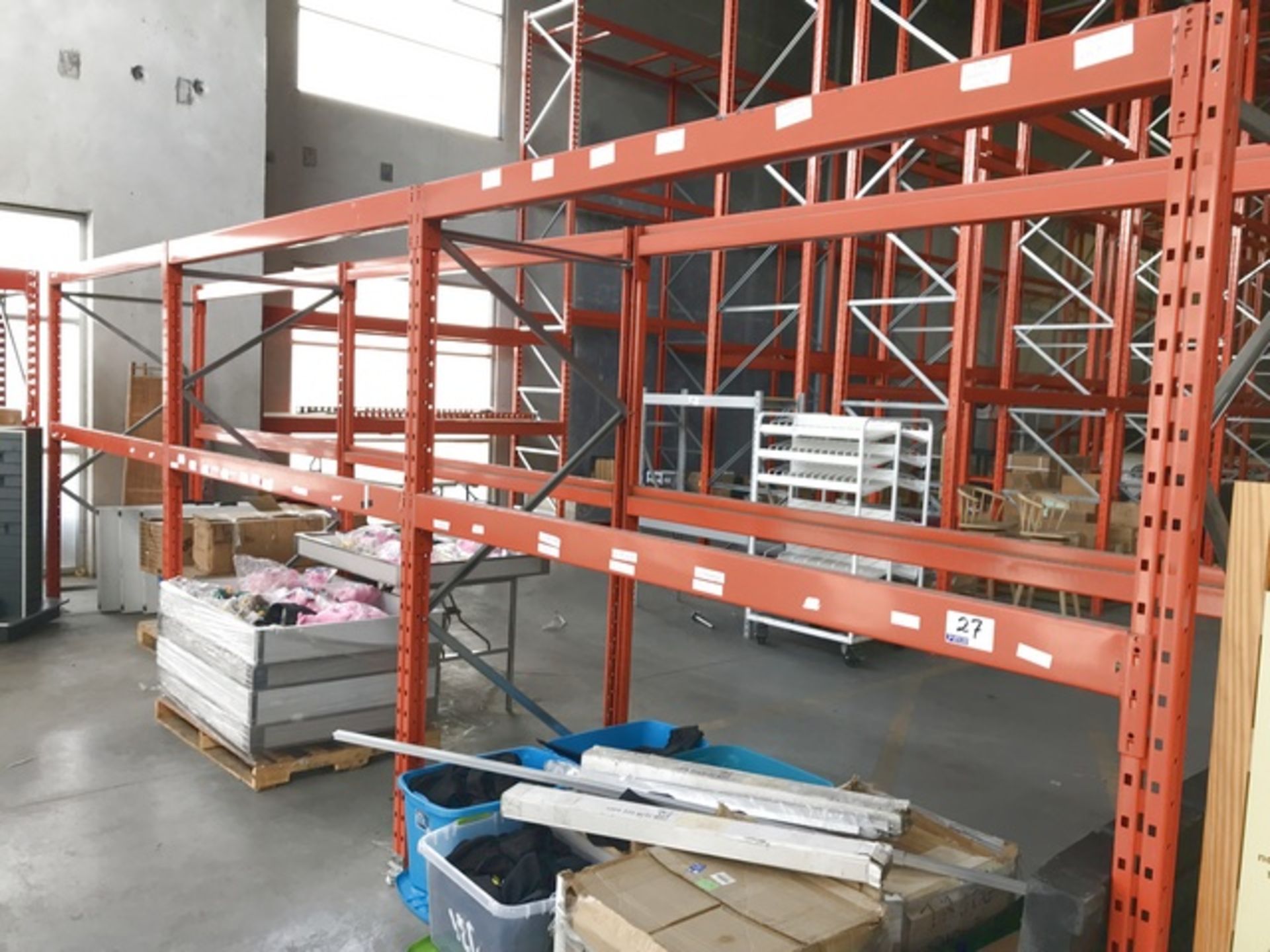 PALLET RACKING 8' HIGH, 42" DEEP WITH 8' BEAMS, 2 LEVELS x 3 BAYS