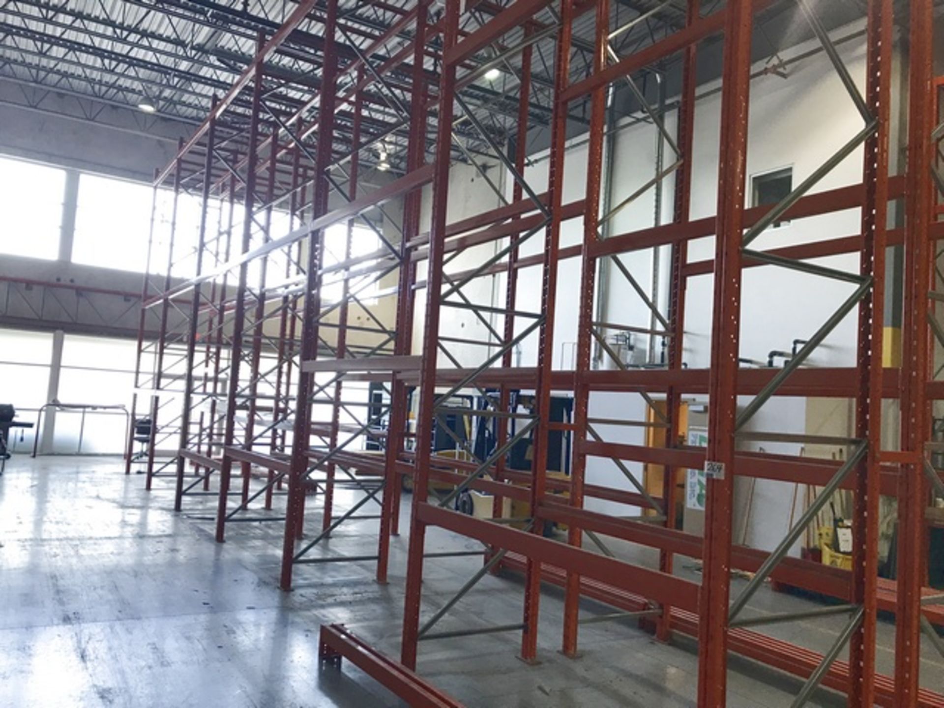 PALLET RACKING 21' HIGH, 42" DEEP WITH 8' BEAMS, 3 LEVELS X 6 BAYS