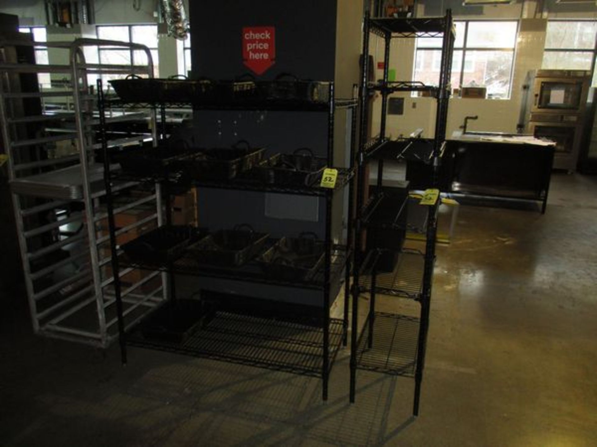 LOT Eagle 4-Shelf Rack, Black 6 Shelf Rack, (10) Wicker Baskets (Asset Located in Brighton, MA)