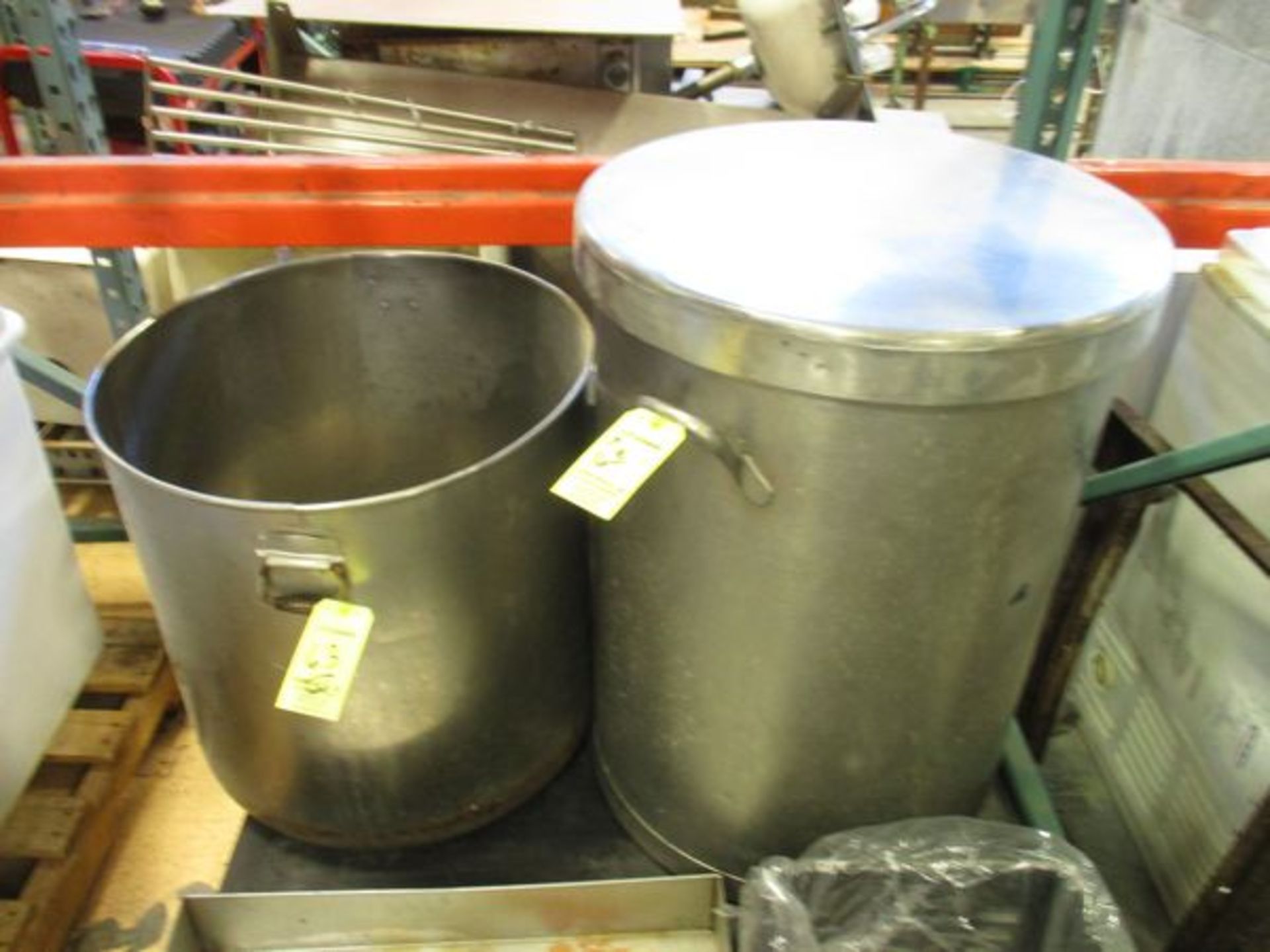 LOT Large Steel Cooking Kettles & Pan on Pallet