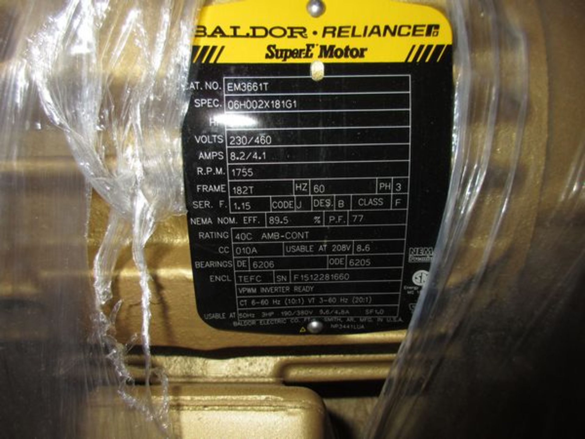 Baldor 3 Phase, 60Hz, 230/460V Motor in Box, 1755RPM - Image 2 of 2