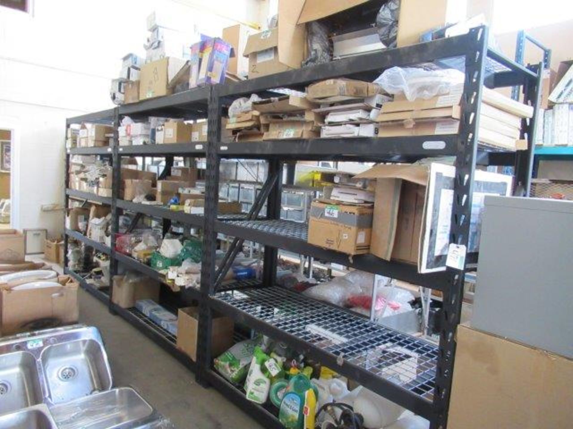 3 SECTIONS OF METAL SHELVING