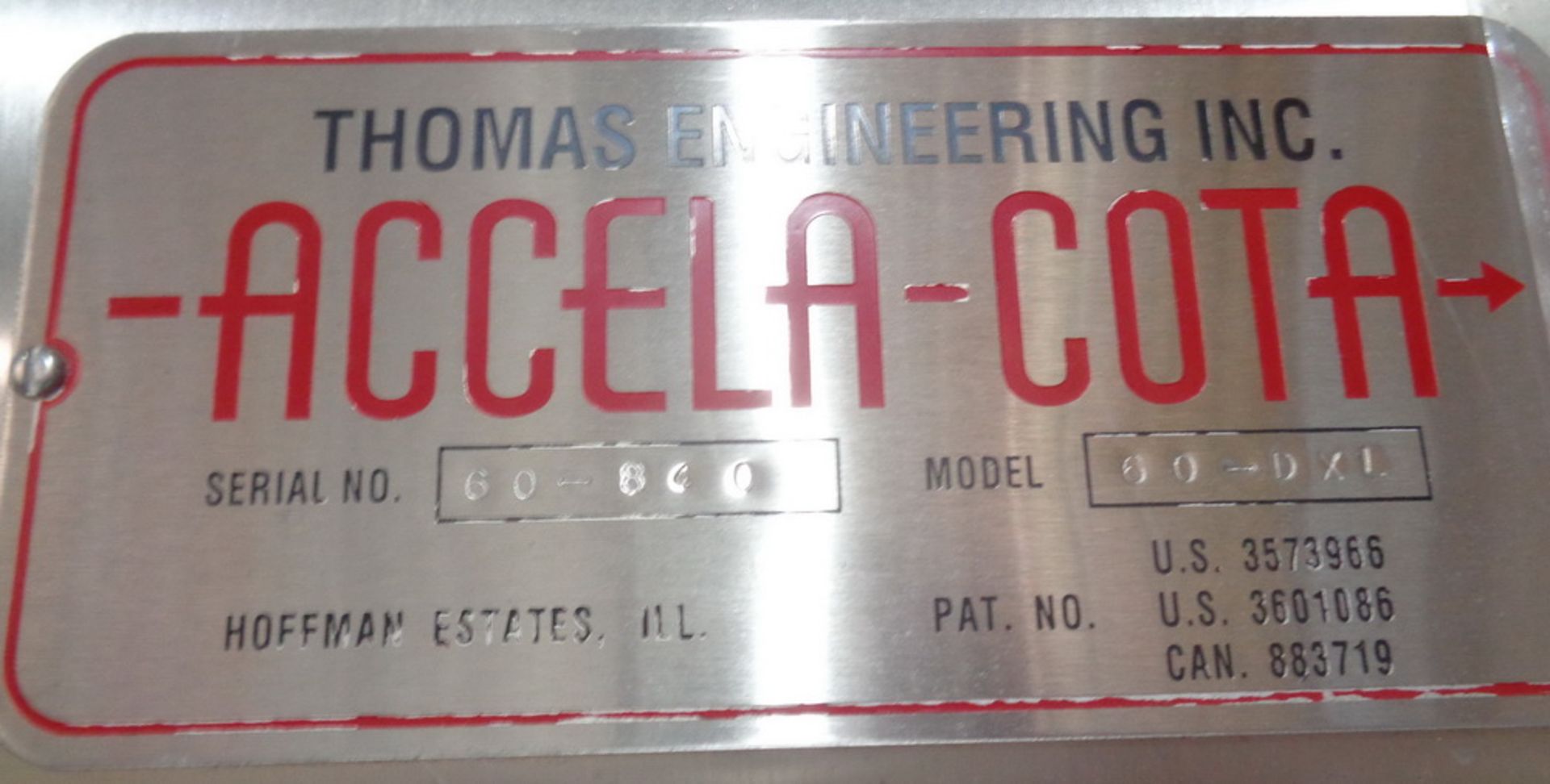 Thomas Engineering Inc. 60" Stainless Steel Coating Machine, Model 60-DXL, S/N 60-840. - Image 4 of 16