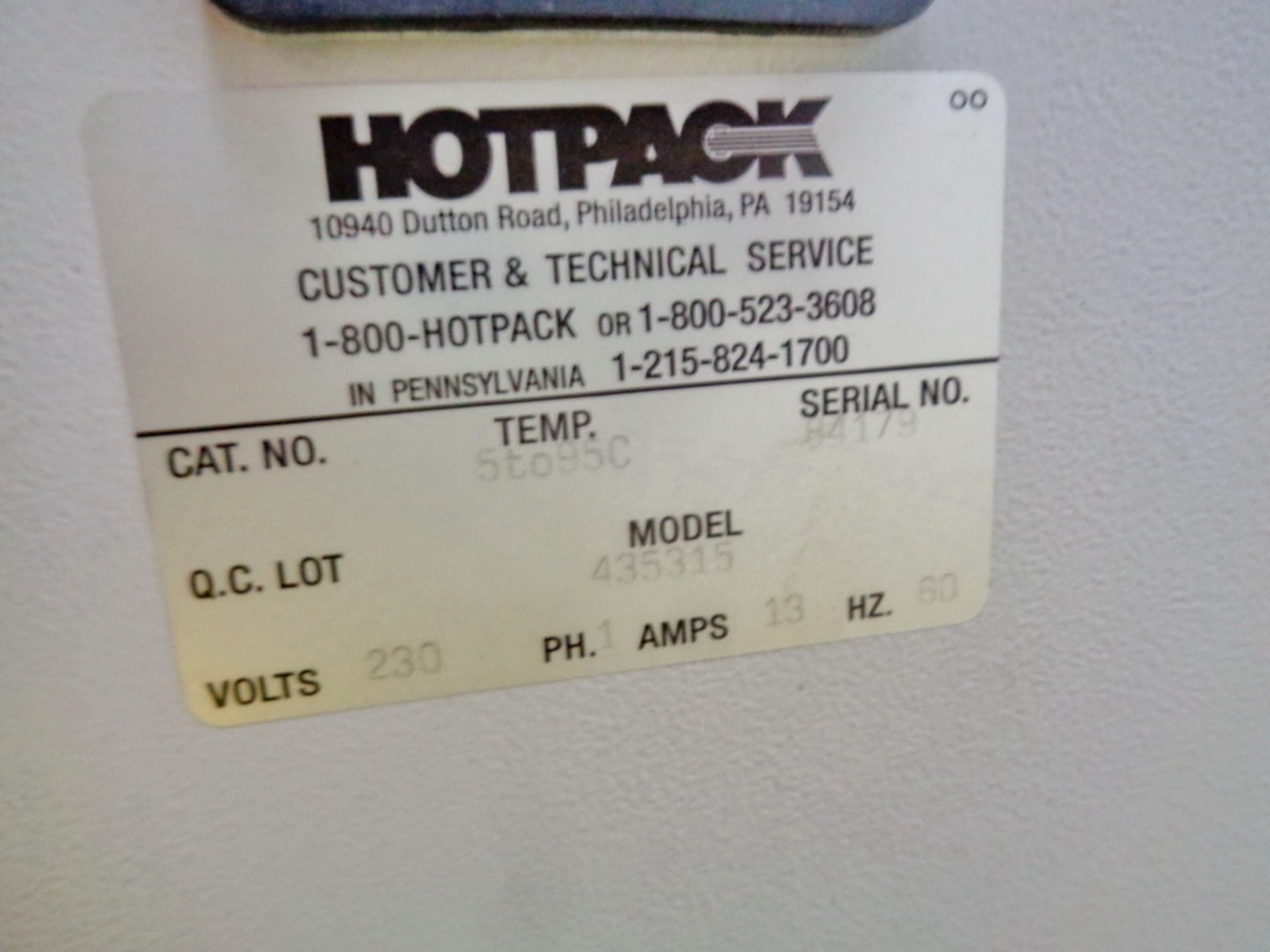 HotPack Stability chamber, Model 443487, S/N G216336, single door - Image 7 of 7