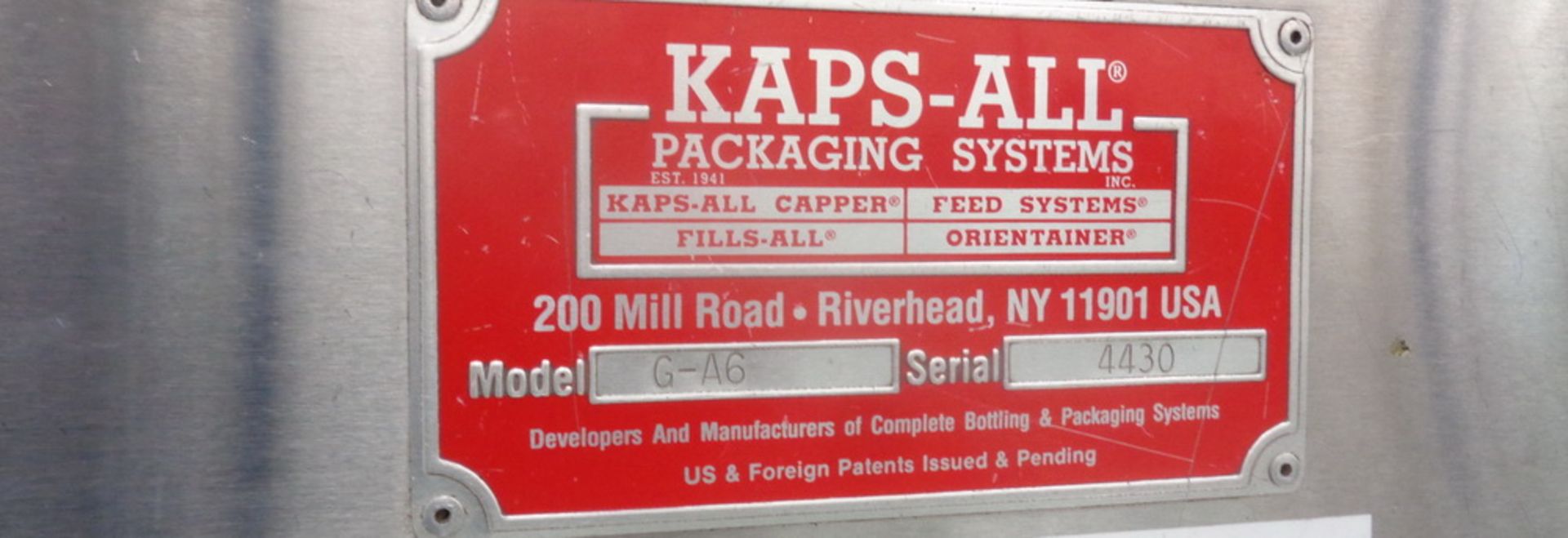 Kaps All 6 Spindle Automatic Capper, Model G-A6, S/N 4430. - Image 3 of 3