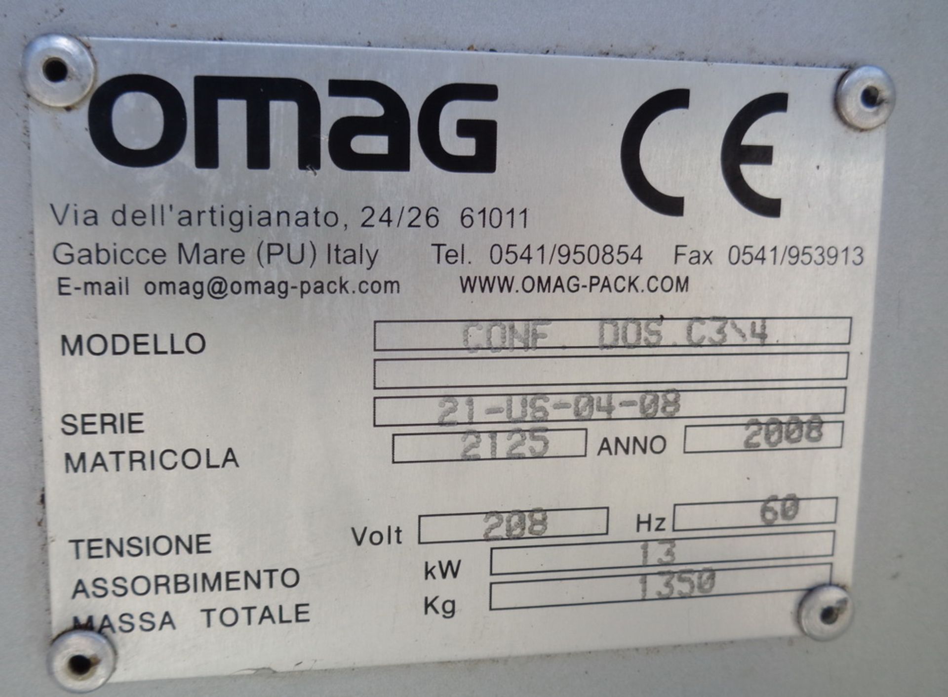 OMAG Continuous Motion 4 side Heat Sealed Sachet Machine, Model CONF DOS C3/4 - Image 3 of 15