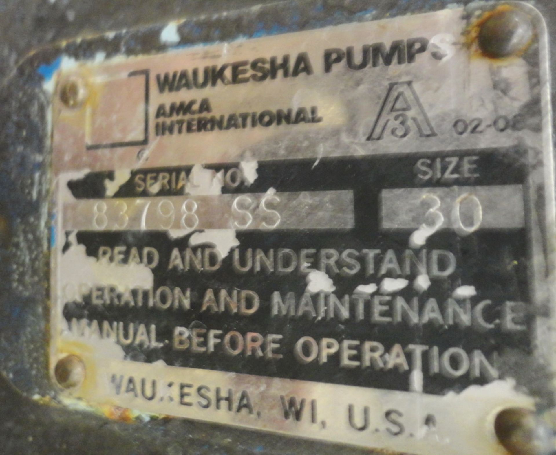 WAUKESHA PUMP HEAD, SIZE 30, S/N 83798SS - Image 2 of 2