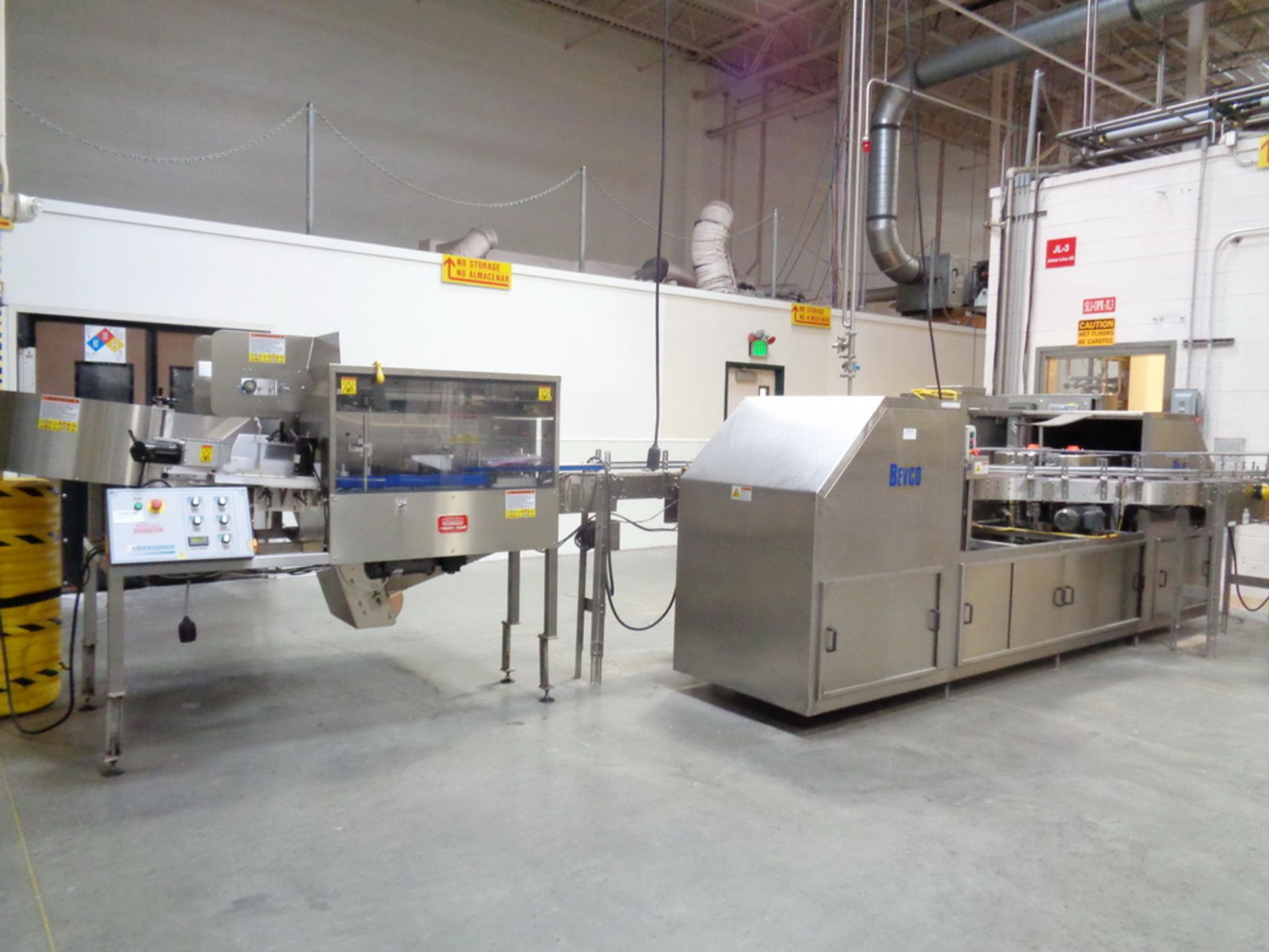 BULK LOT - PARTIAL LIQUID PACKAGING LINE (JUICE LINE #3) W/ PARTS FOR TWO DIFFERENT 2 OZ BOTTLES