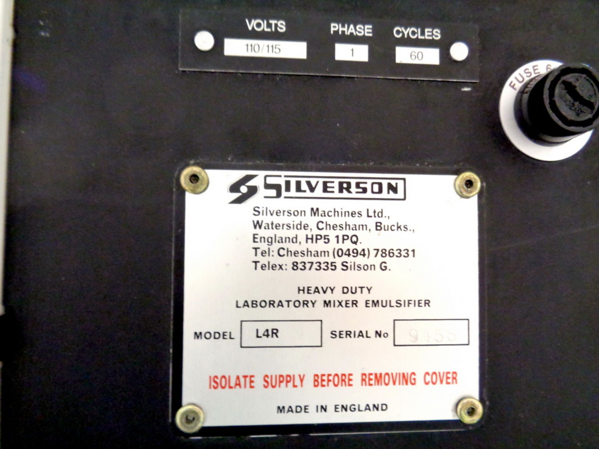 Silverson Homomixer, Model L4R, S/N 9456 - Image 6 of 6