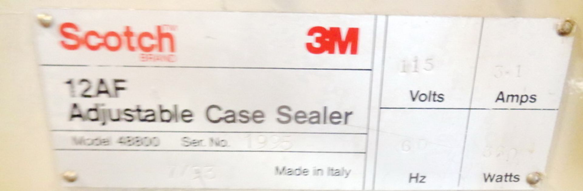 3M Adjustable Case Sealer, Model 12AF, 48800, S/N 1995 - Image 5 of 5