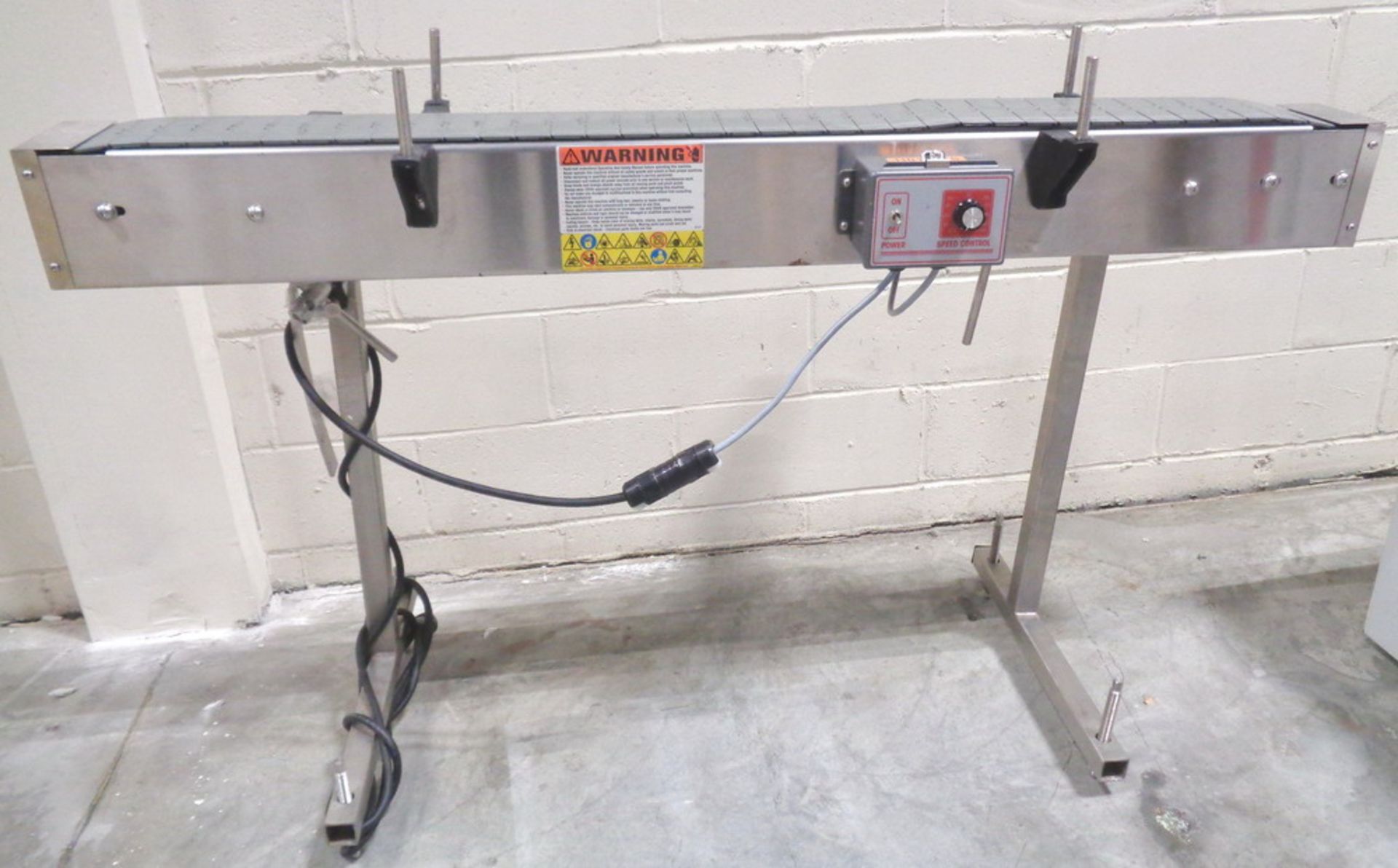 SS 5' table top chain conveyor with drive and varispeed controls