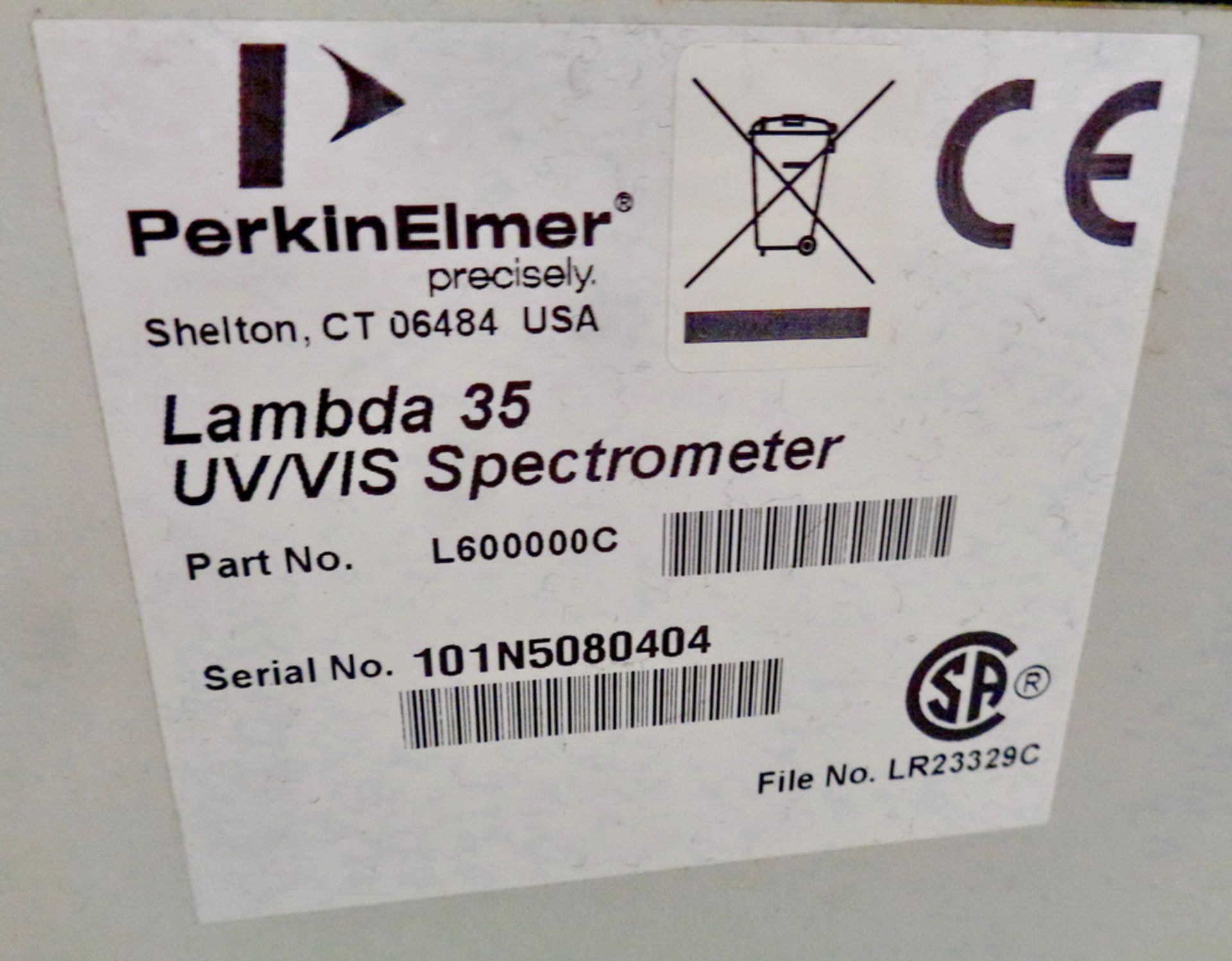 Perkin Elmer UV/VIS Spectrometer, Lambda 35 - Image 5 of 6