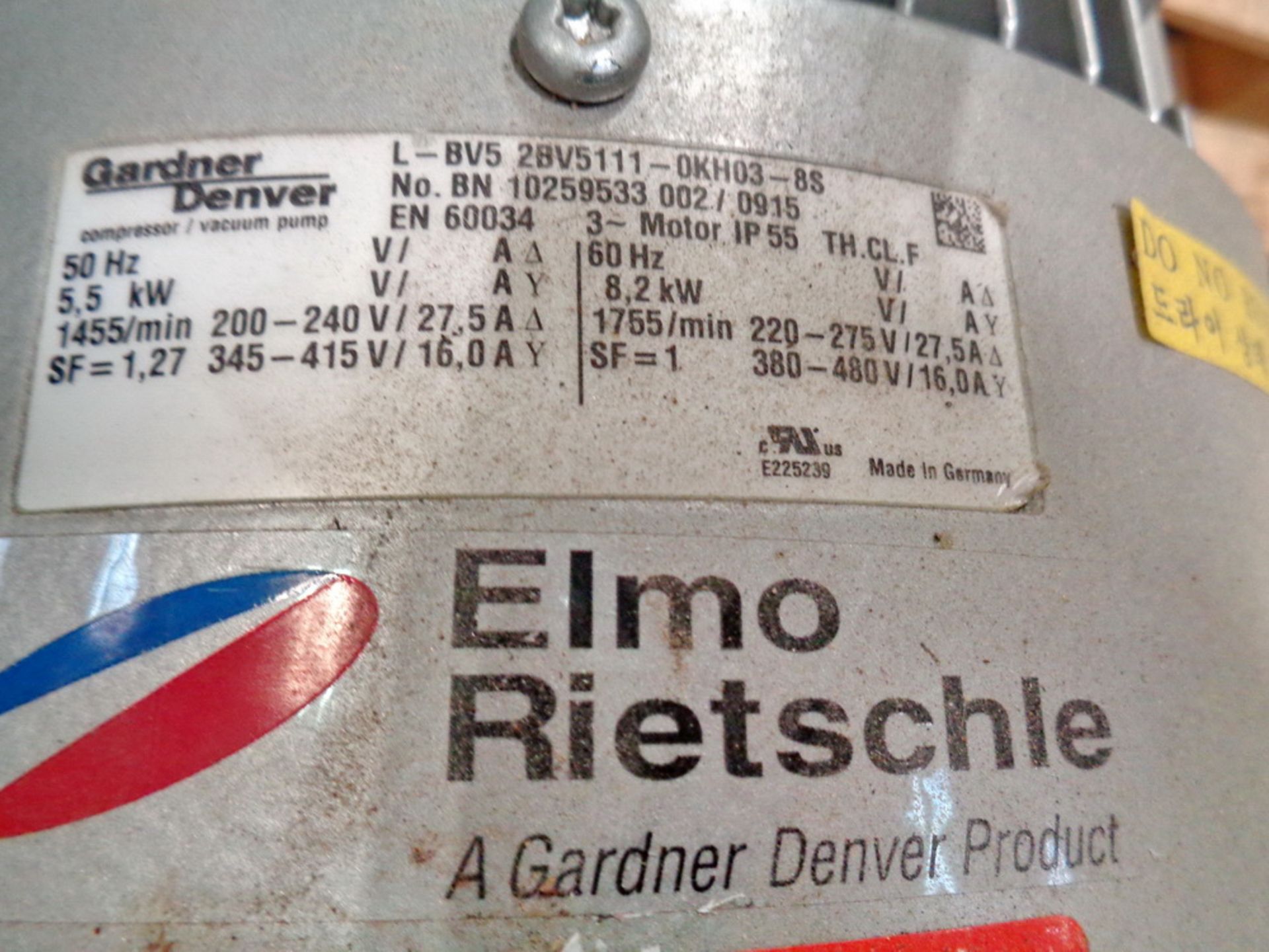 Gardner Denver - Elmo Rietschle 1 1/2HP Vacuum Pump - Image 4 of 4