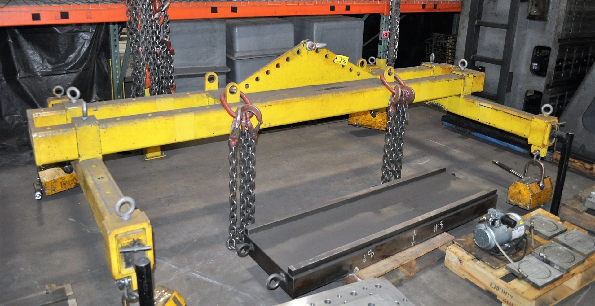 116" X 68" ADJUSTABLE LIFTING BEAM, WITH [4] PML20 2000kg LIFTING MAGNETS - Image 2 of 3