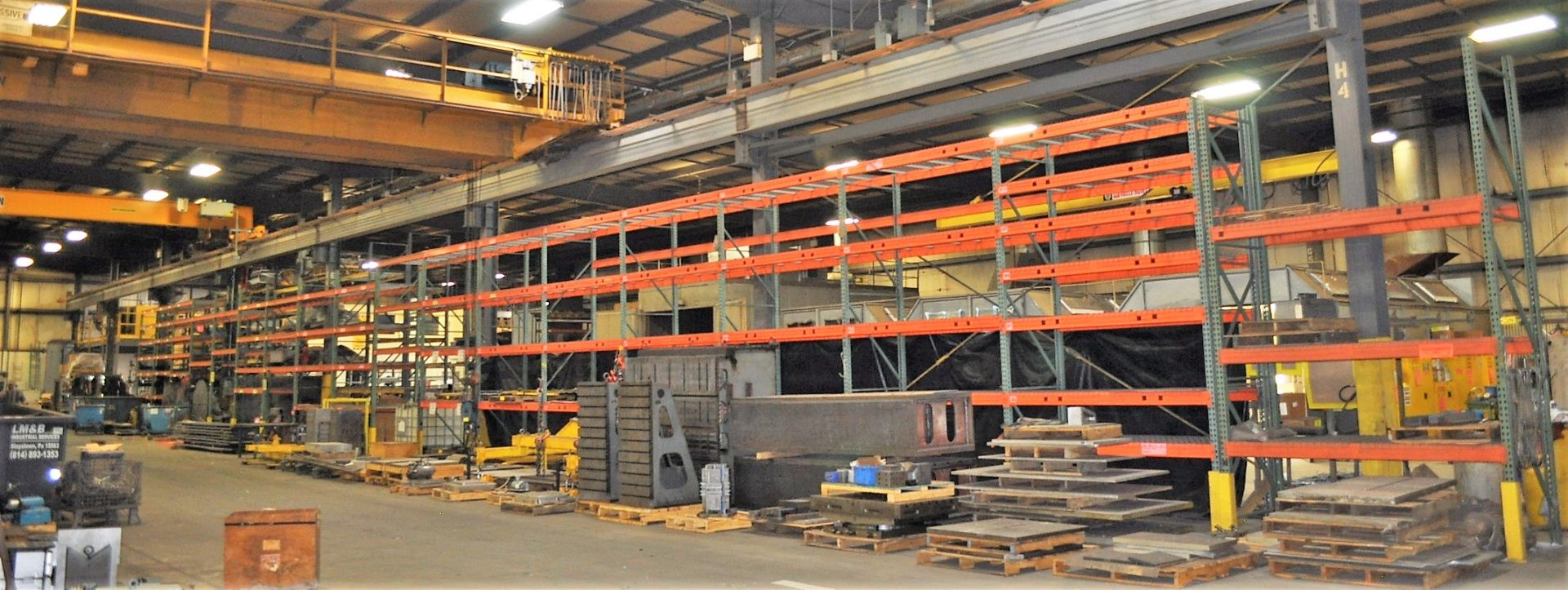 ROW OF TEAR-DROP TYPE PALLET RACKING, WITH [21] 14' X 42" DEEP UPRIGHTS, [154] 96" CROSS RAILS, WIRE - Image 3 of 3