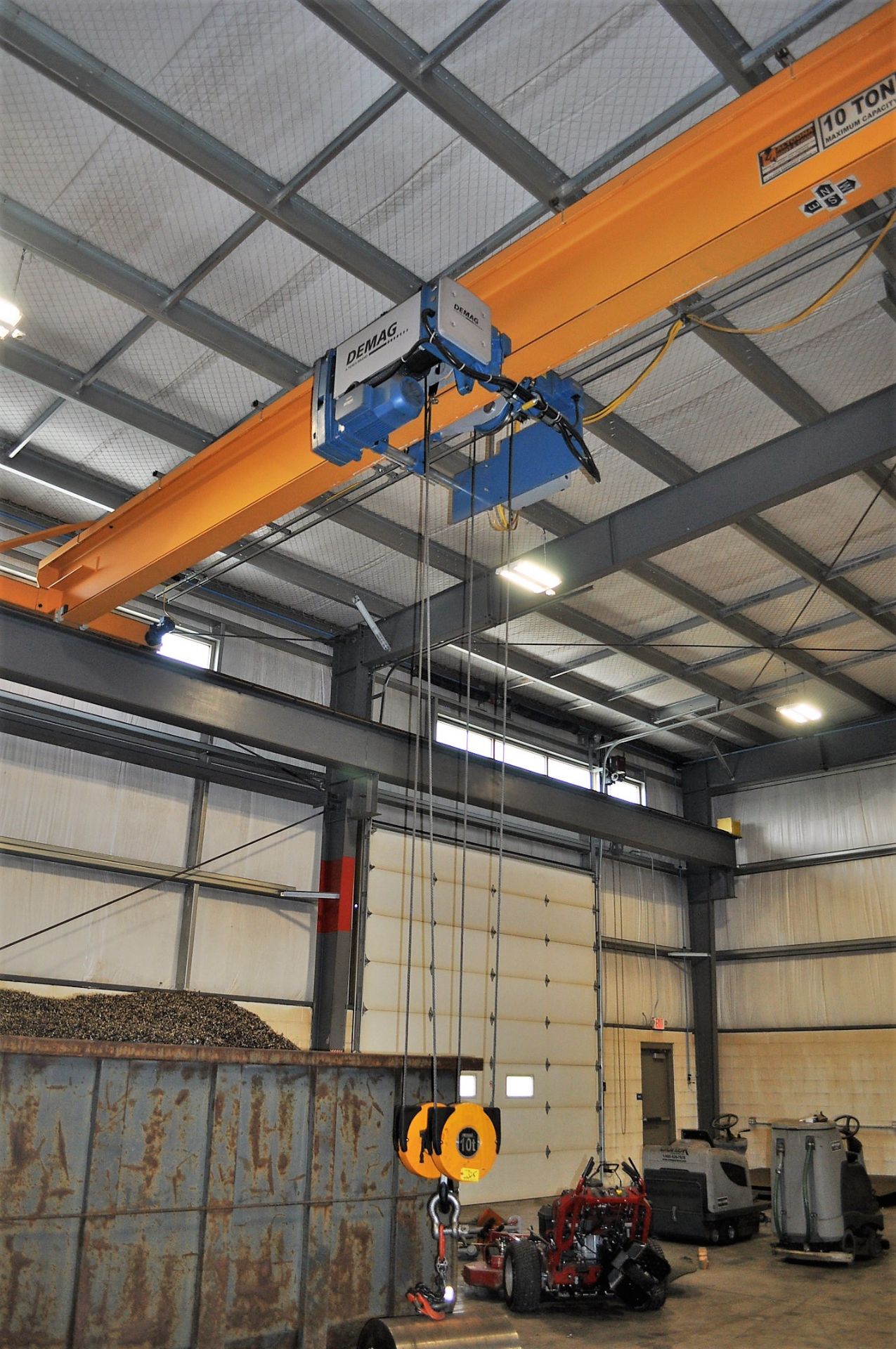 ALTOONA 10 TON TOP RUNNING OVERHEAD BRIDGE CRANE, WITH 58' SPAN, RADIO CONTROLLED, DEMAG 10 TON - Image 3 of 4