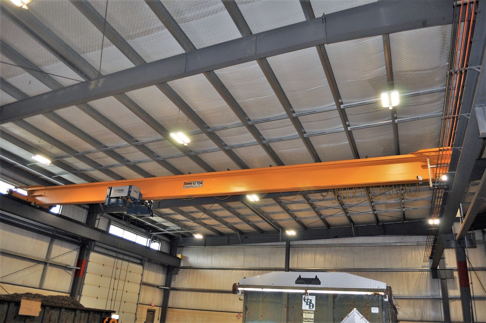 ALTOONA 10 TON TOP RUNNING OVERHEAD BRIDGE CRANE, WITH 58' SPAN, RADIO CONTROLLED, DEMAG 10 TON