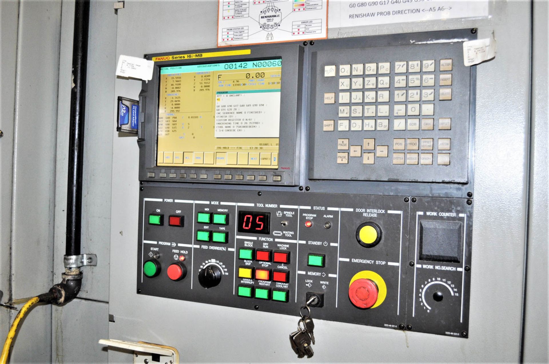 5.31" HYUNDAI KIA MDL. KBN-135 CNC TABLE TYPE HORIZONTAL BORING MILL, WITH FANUC 16i-MB CNC CONTROL, - Image 6 of 8