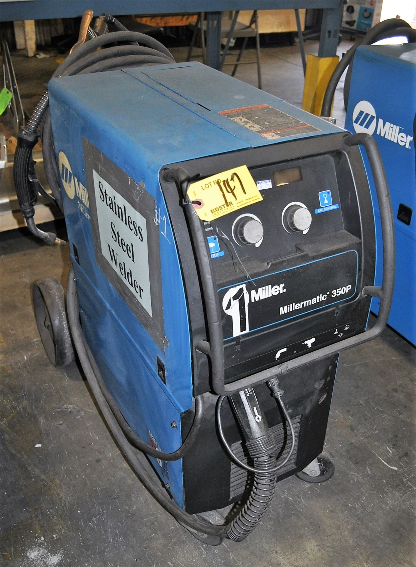 MILLER MILLERMATIC 350 300-AMP WELDING POWER SOURCE, WITH WIRE FEED, 3 & 1 PHASE, S/N: LE282352 - Image 2 of 3