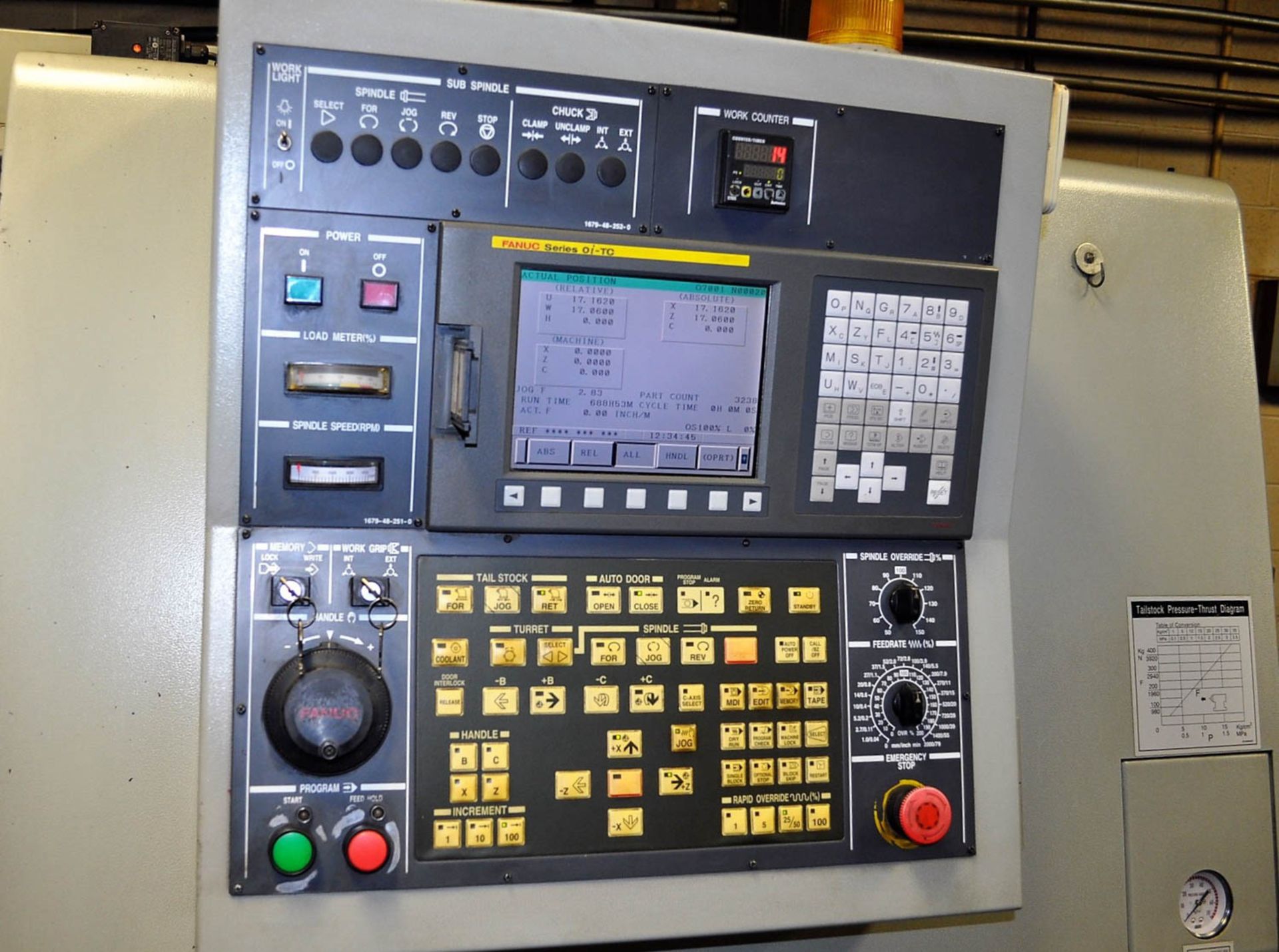 HYUNDAI KIA MDL. SKT21LM CNC TURNING CENTER, WITH LIVE MILLING, FANUC OiTC CNC CONTROL, 21.7" SWING, - Image 6 of 7