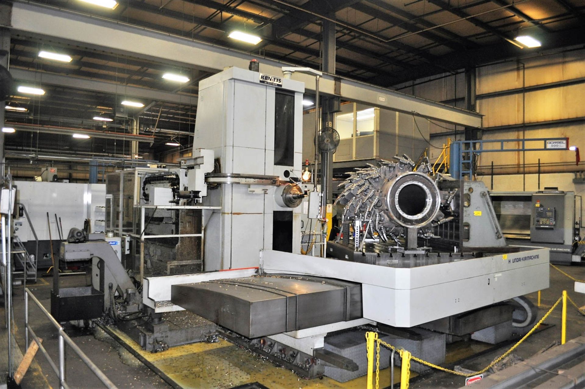 5.31" HYUNDAI KIA MDL. KBN-135 CNC TABLE TYPE HORIZONTAL BORING MILL, WITH FANUC 16i-MB CNC CONTROL,