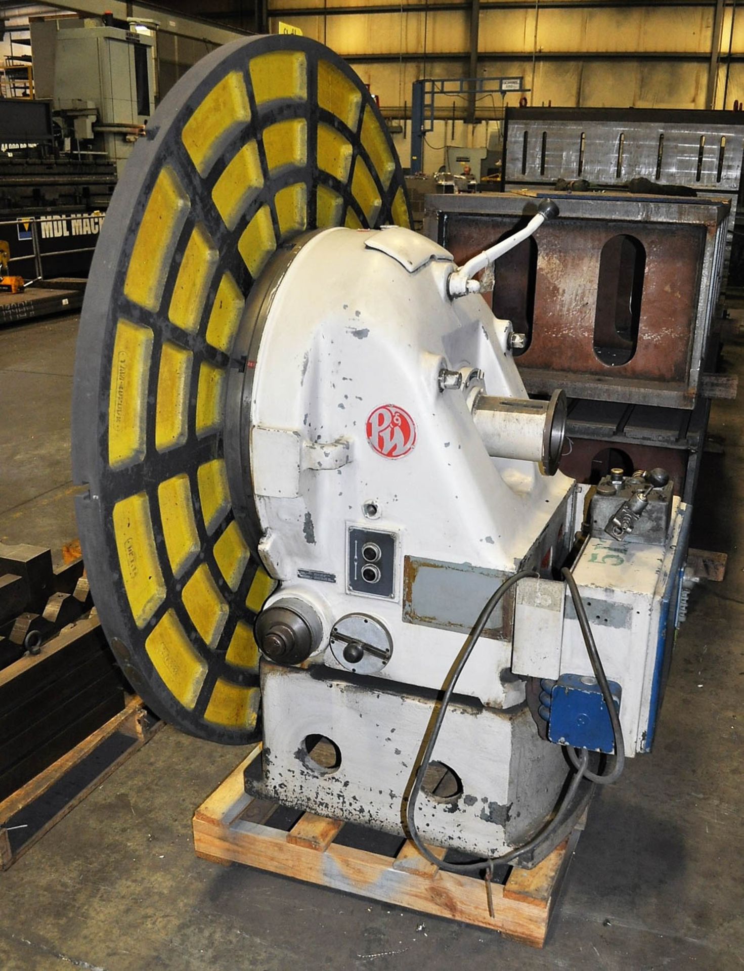 PRATT & WHITNEY 30" VERTICAL POWERED ROTARY TABLE, WITH 60" T-SLOTTED FACE PLATE, S/N: 20730