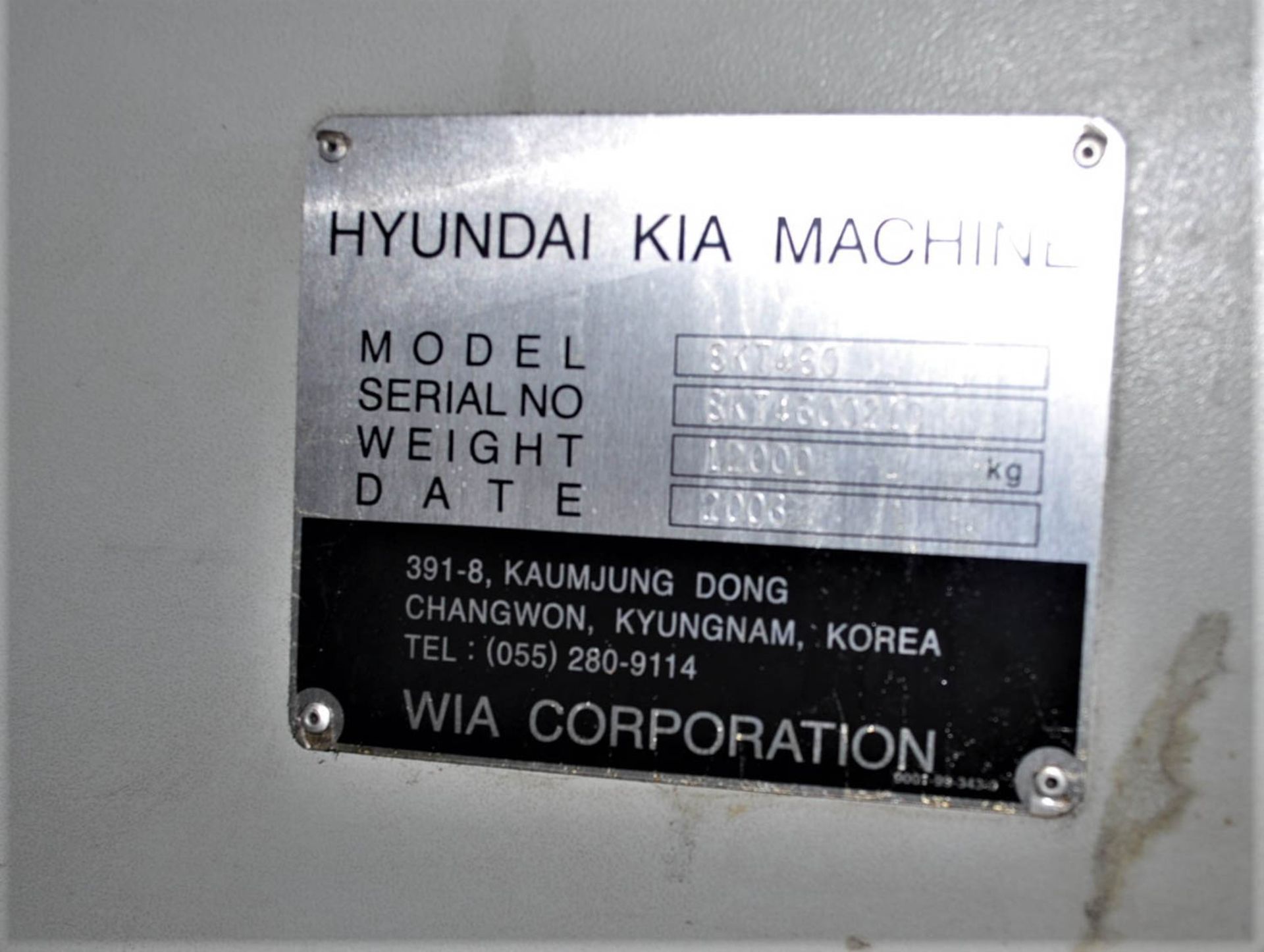 HYUNDAI KIA MDL. SKT-460 CNC TURNING CENTER, WITH FANUC 21iTB CNC CONTROL, 34.5" SWING, 62" MAX - Image 7 of 9