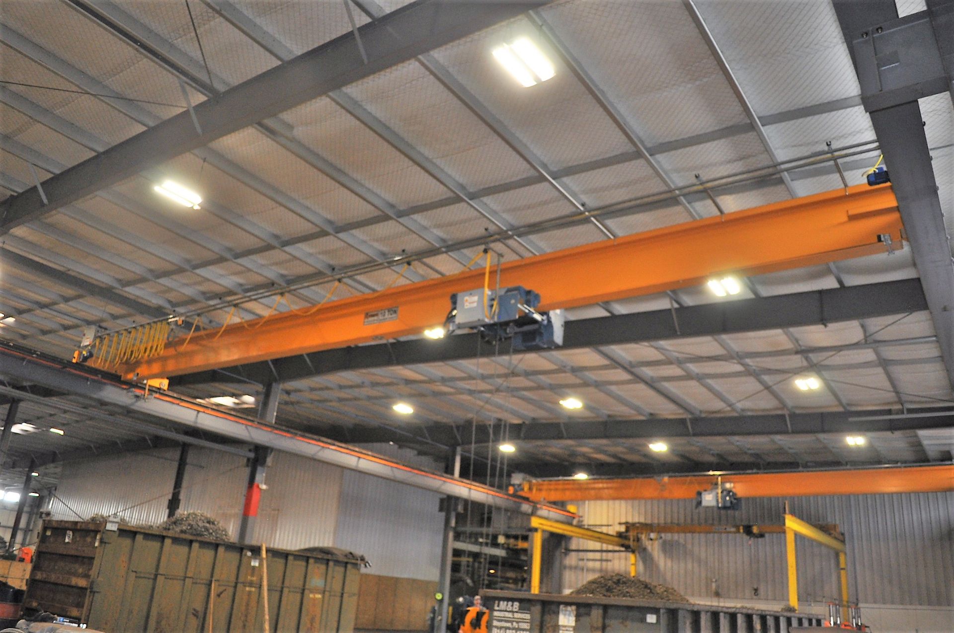 ALTOONA 10 TON TOP RUNNING OVERHEAD BRIDGE CRANE, WITH 58' SPAN, RADIO CONTROLLED, DEMAG 10 TON - Image 2 of 4