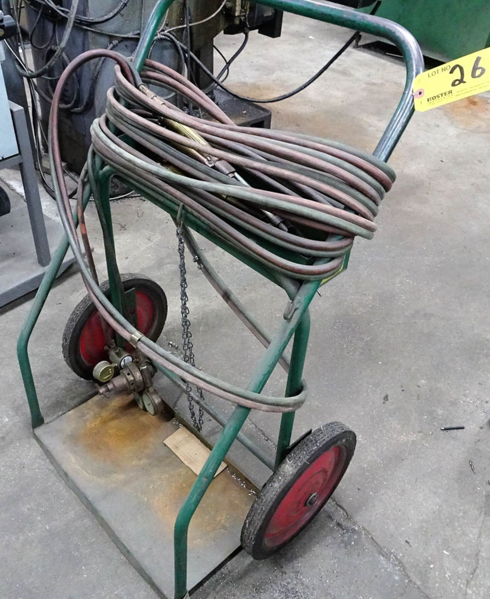 2 WHEELED TORCH CART WITH ASSOCIATED REGULATORS, HOSES AND TORCH HEADS - Image 2 of 2