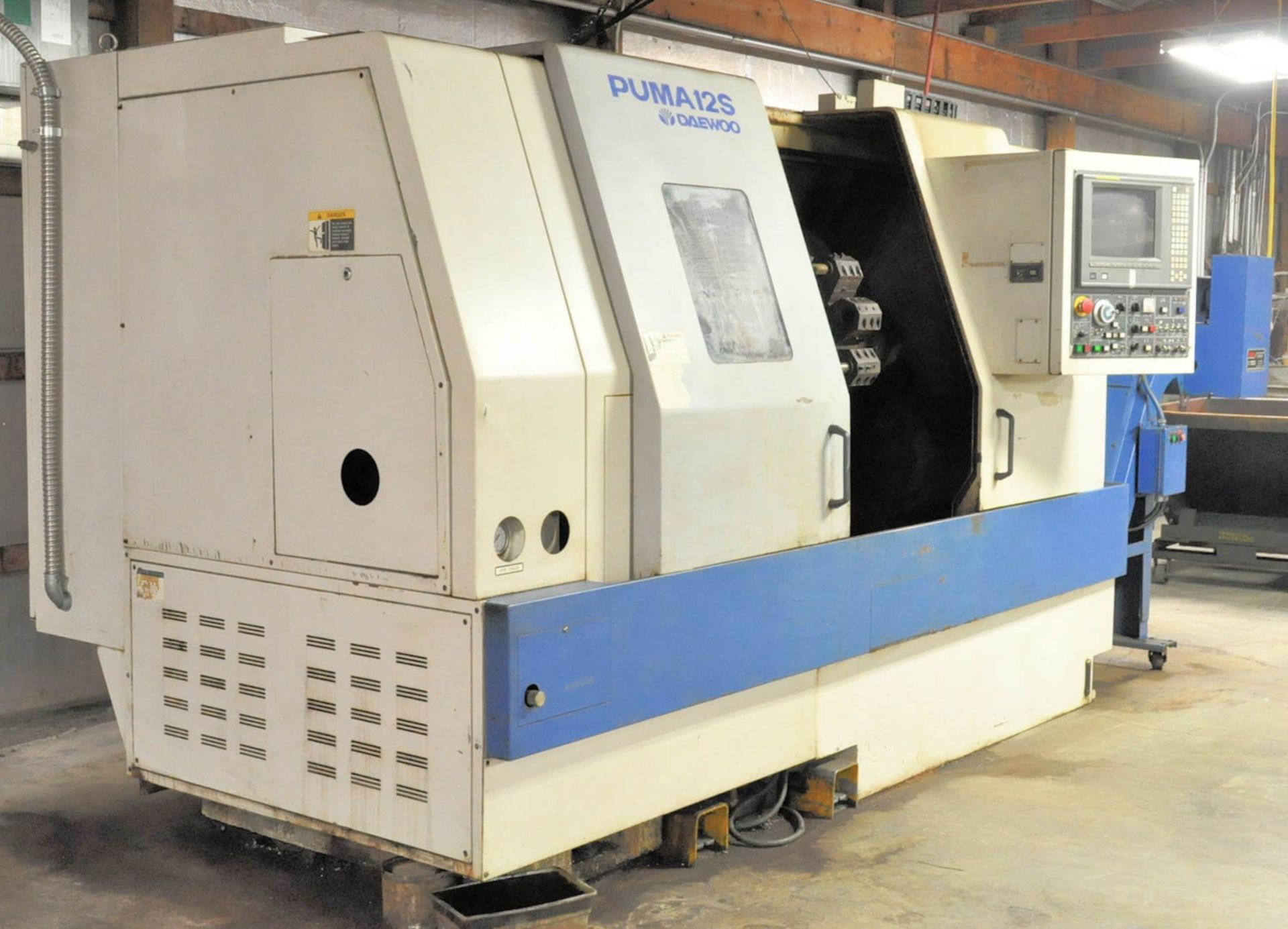 DAEWOO PUMA MDL. 12S LATHE, WITH FANUC SERIES 18-T CNC CONTROLLER, 3" THRU SPINDLE, 18" X 30" - Image 7 of 9