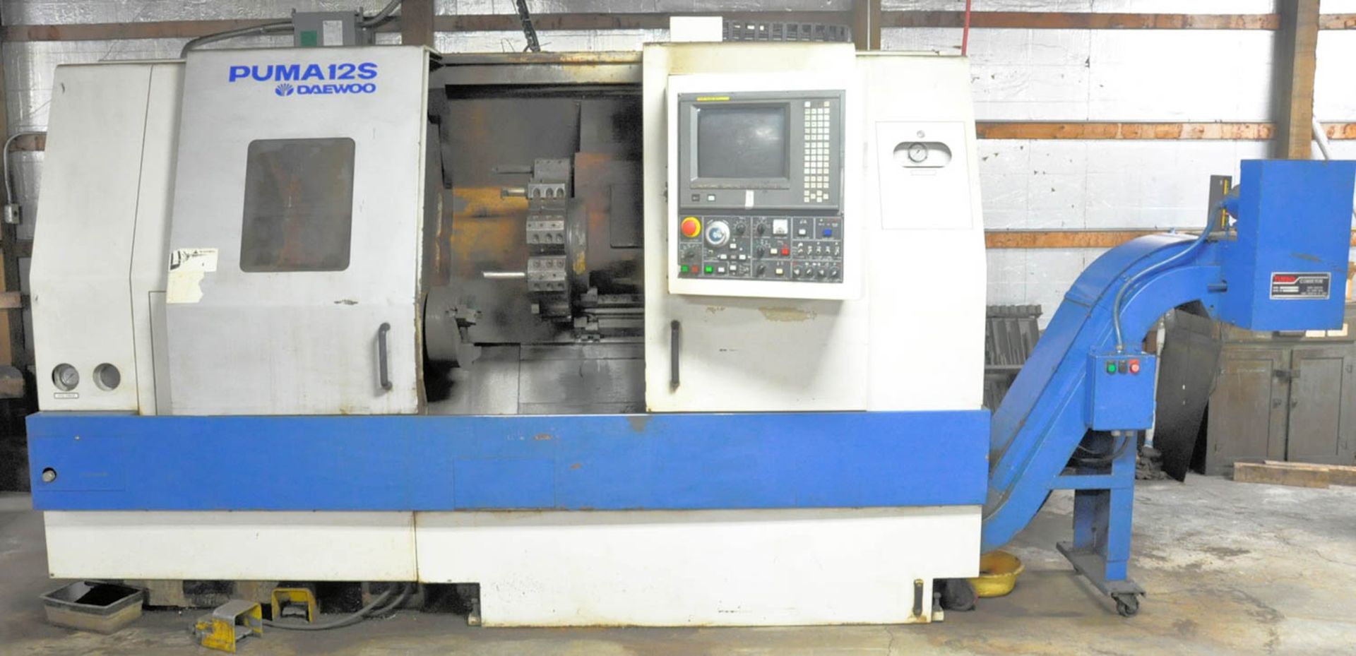 DAEWOO PUMA MDL. 12S LATHE, WITH FANUC SERIES 18-T CNC CONTROLLER, 3" THRU SPINDLE, 18" X 30"