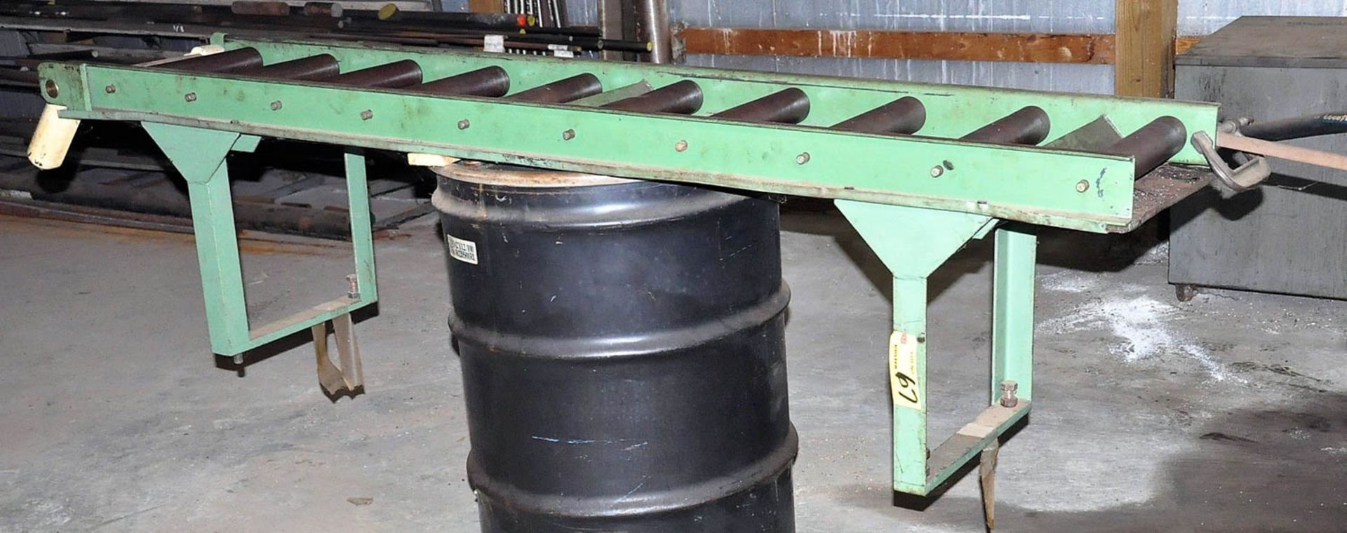 14" X 72" ROLLER FEED CONVEYOR, WITH LEGS (BACK ROOM)
