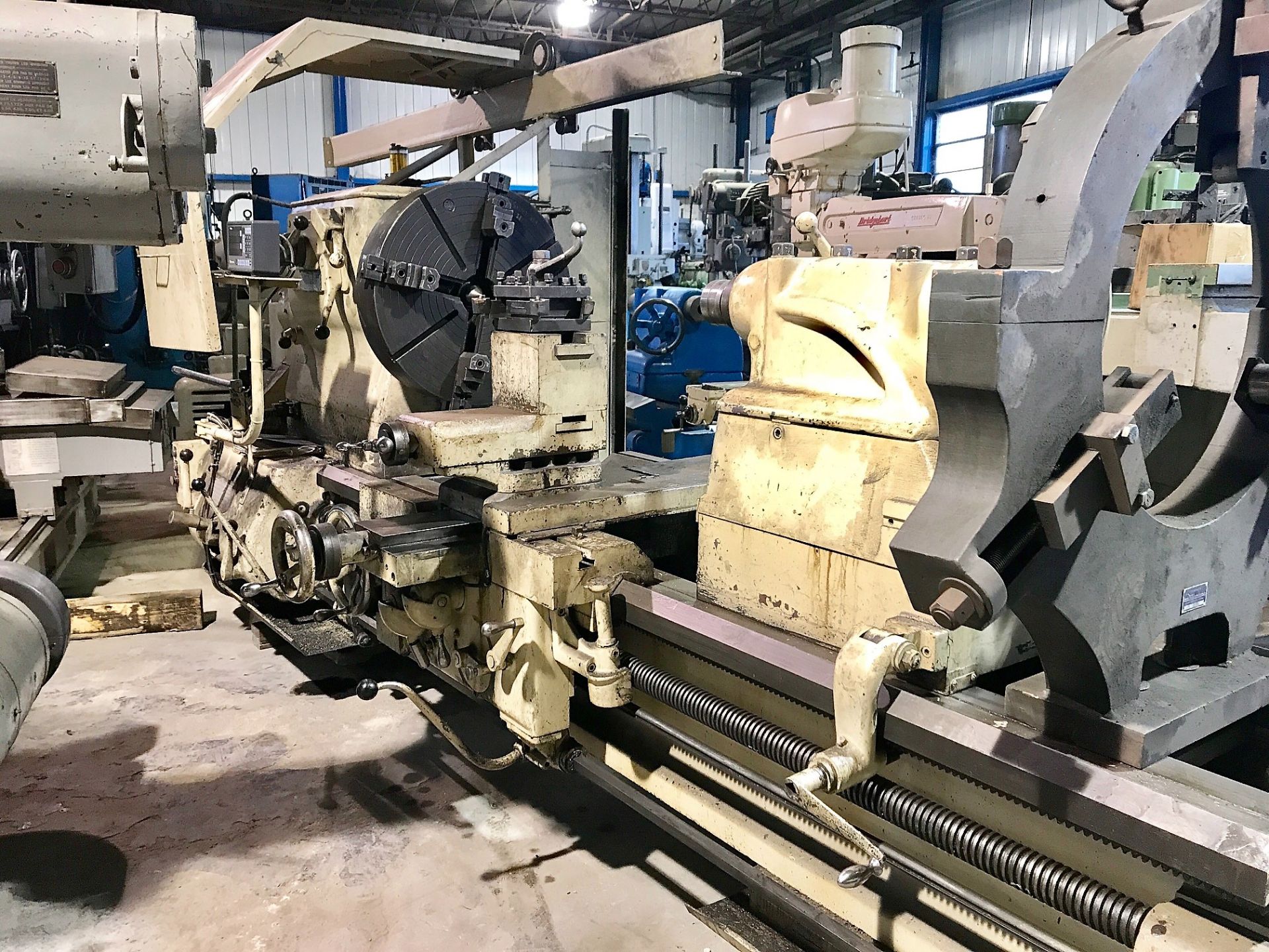 48”X72”CC SPRINGFIELD MDL. 180 LATHE, 36” OCS, 4 JAW, STEADYREST, DRO, 25 HP 220/440 VOLT