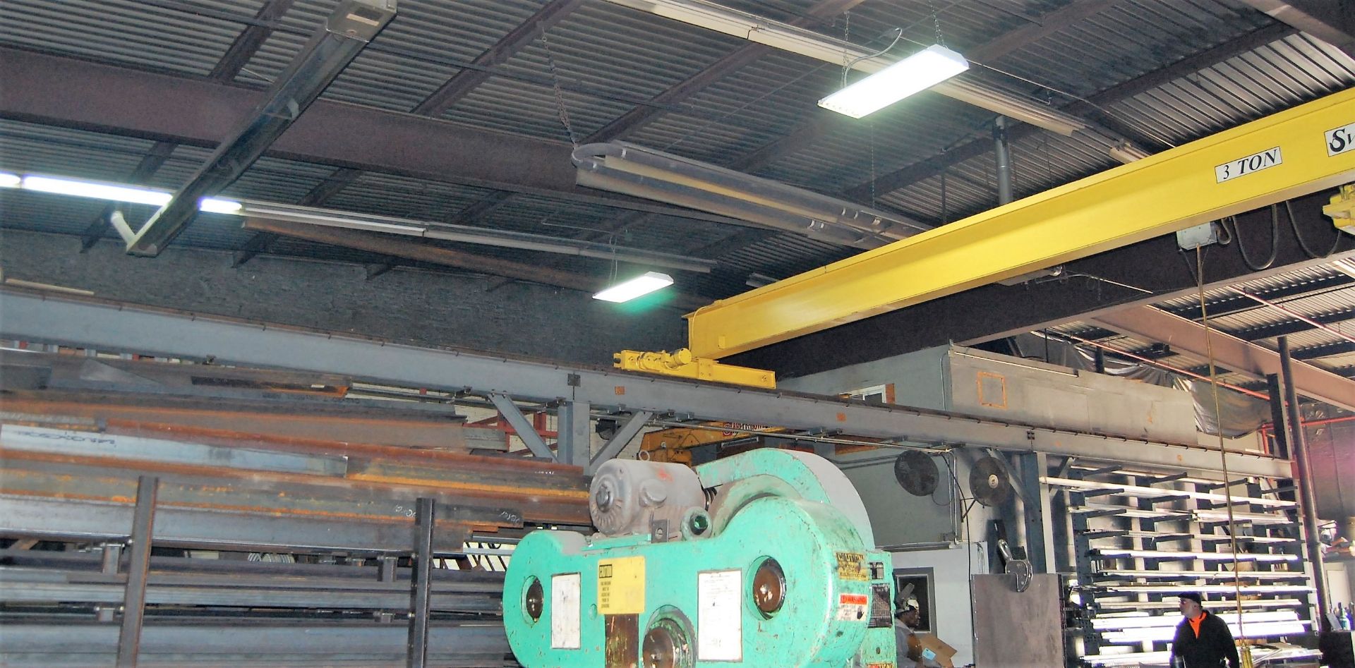 3 TON ACCO WRIGHT "SPEEDWAY" OVERHEAD BRIDGE CRANE, TOP RUNNING, SINGLE GIRDER, WITH APPROXIMATELY - Image 8 of 11