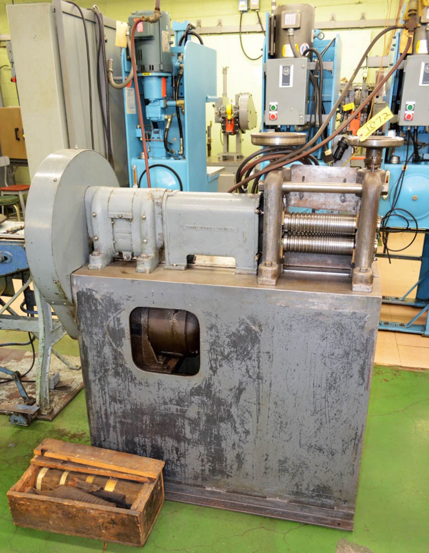 RUESCH MDL. C-37 WIRE ROLLING MILL, WITH 2-1/2" DIAMETER X 9" ROLLS, EXTRA SET OF ROLLS, S/N: 4742