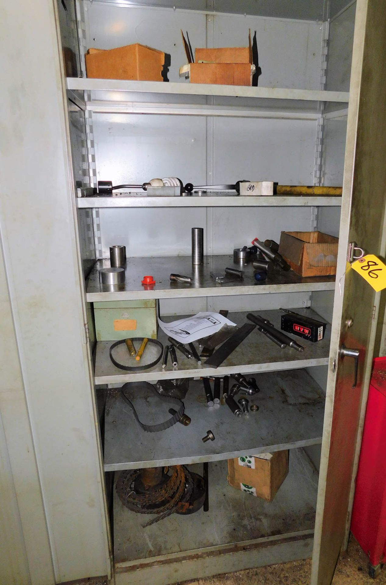 2-DOOR STEEL CABINET, WITH CONTENTS