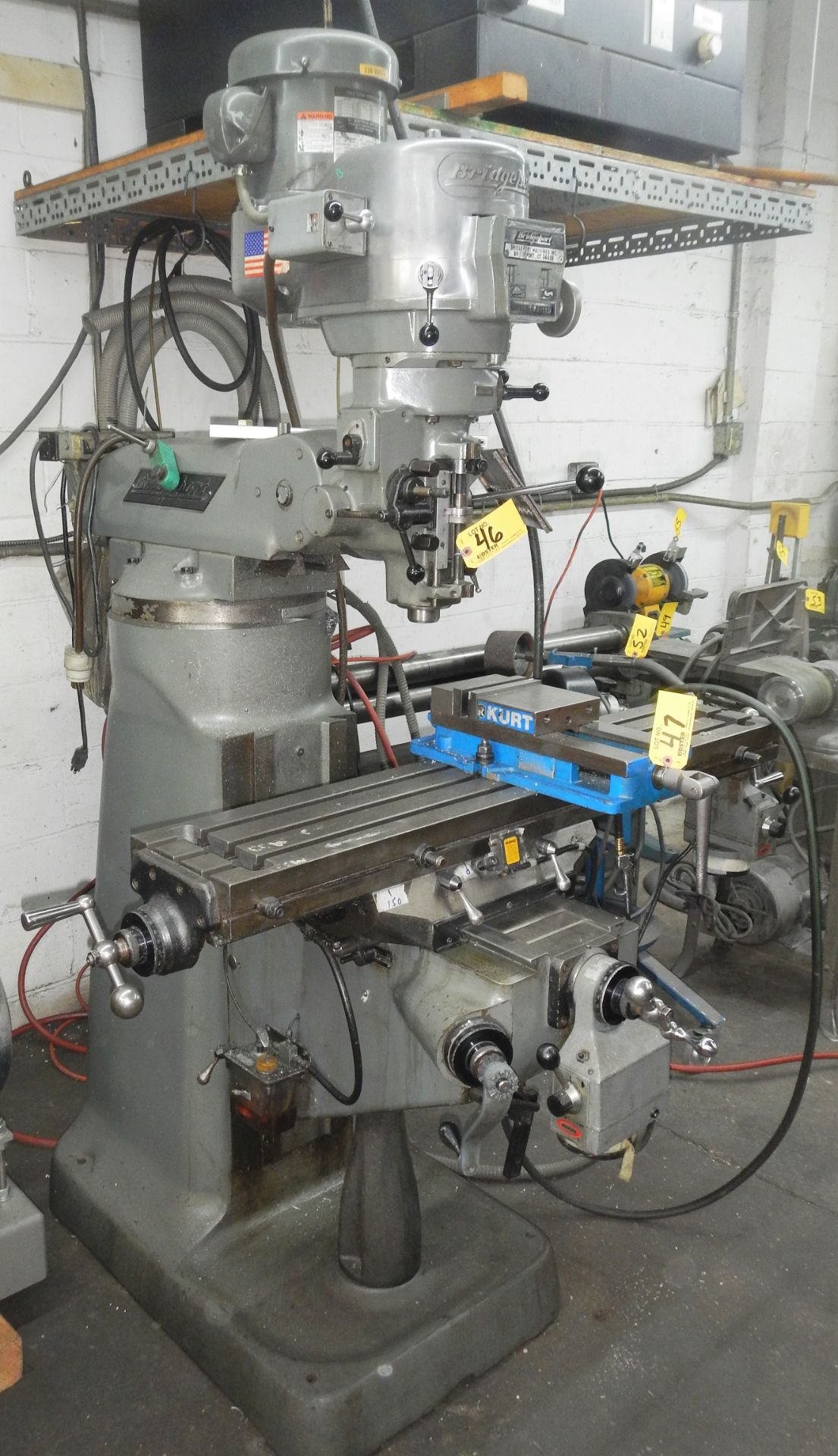 BRIDGEPORT SERIES-J 2HP KME TYPE VERTICAL MILLING MACHINE, 9"X 48" SERVO FEED TABLE, SERVO POWER