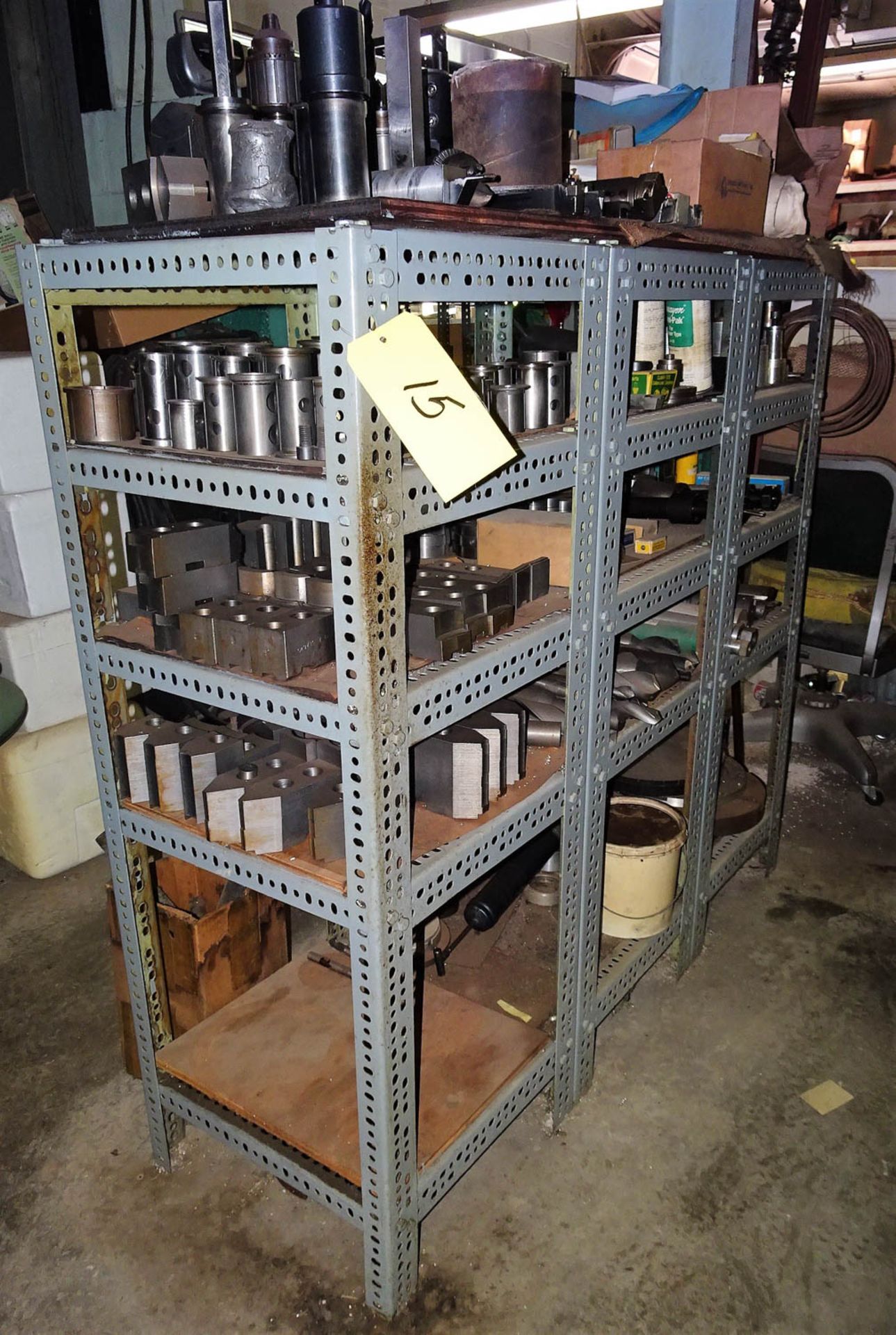 CONTENTS OF MEDIUM DUTY RACK, INCLUDING: CNC LATHE SLEEVES, LATHE TOOLING, LATHE CHUCKS, OTHER