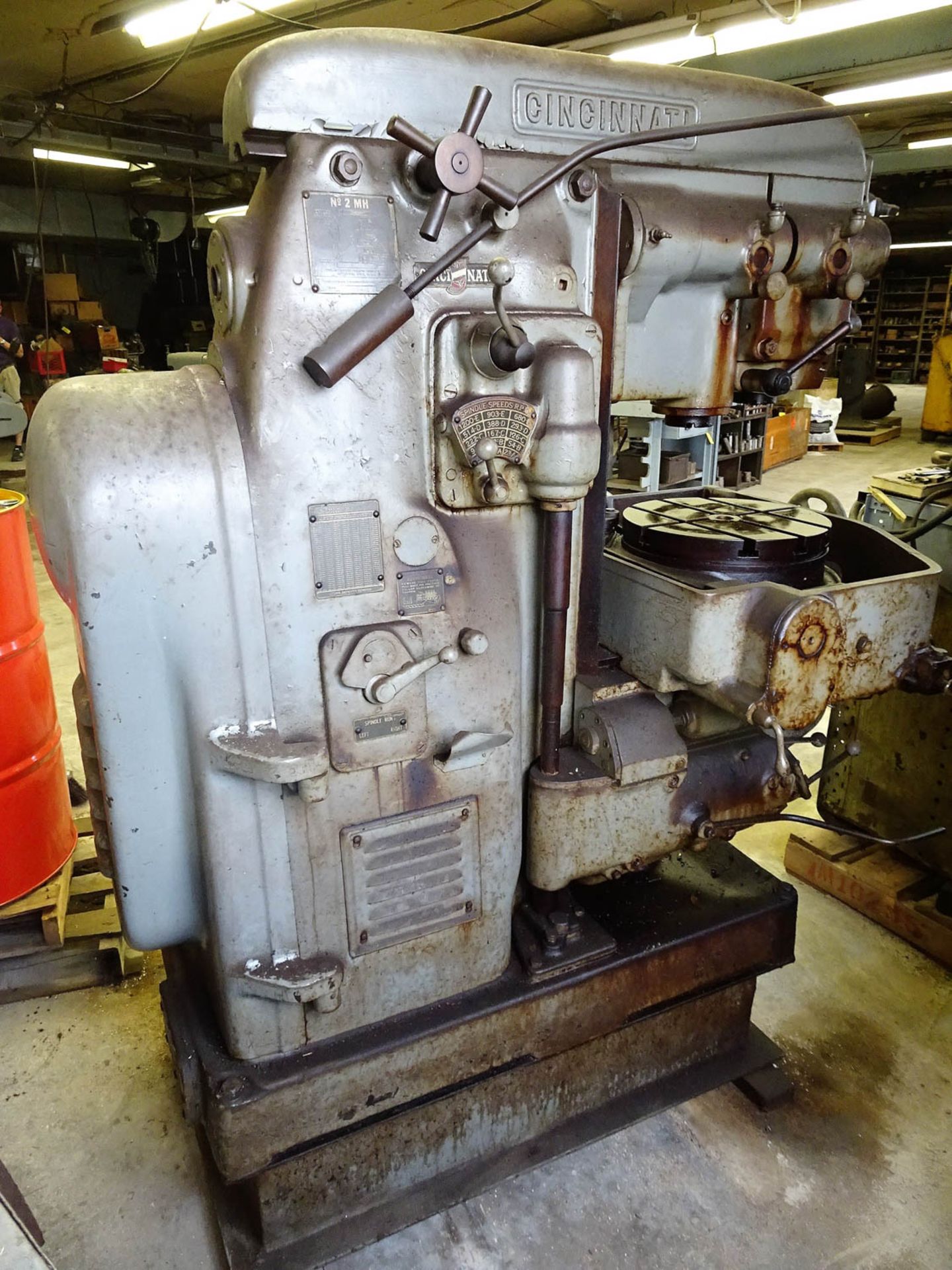 CINCINNATI MDL. NO. 2MH VERTICAL MILLING MACHINE, WITH ROTARY TABLE, VARIABLE SPEED, S/N 5A2P1H-13 - Image 2 of 4